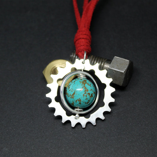 El colgante de Bonnie en Plata 925, cuero y turquesa