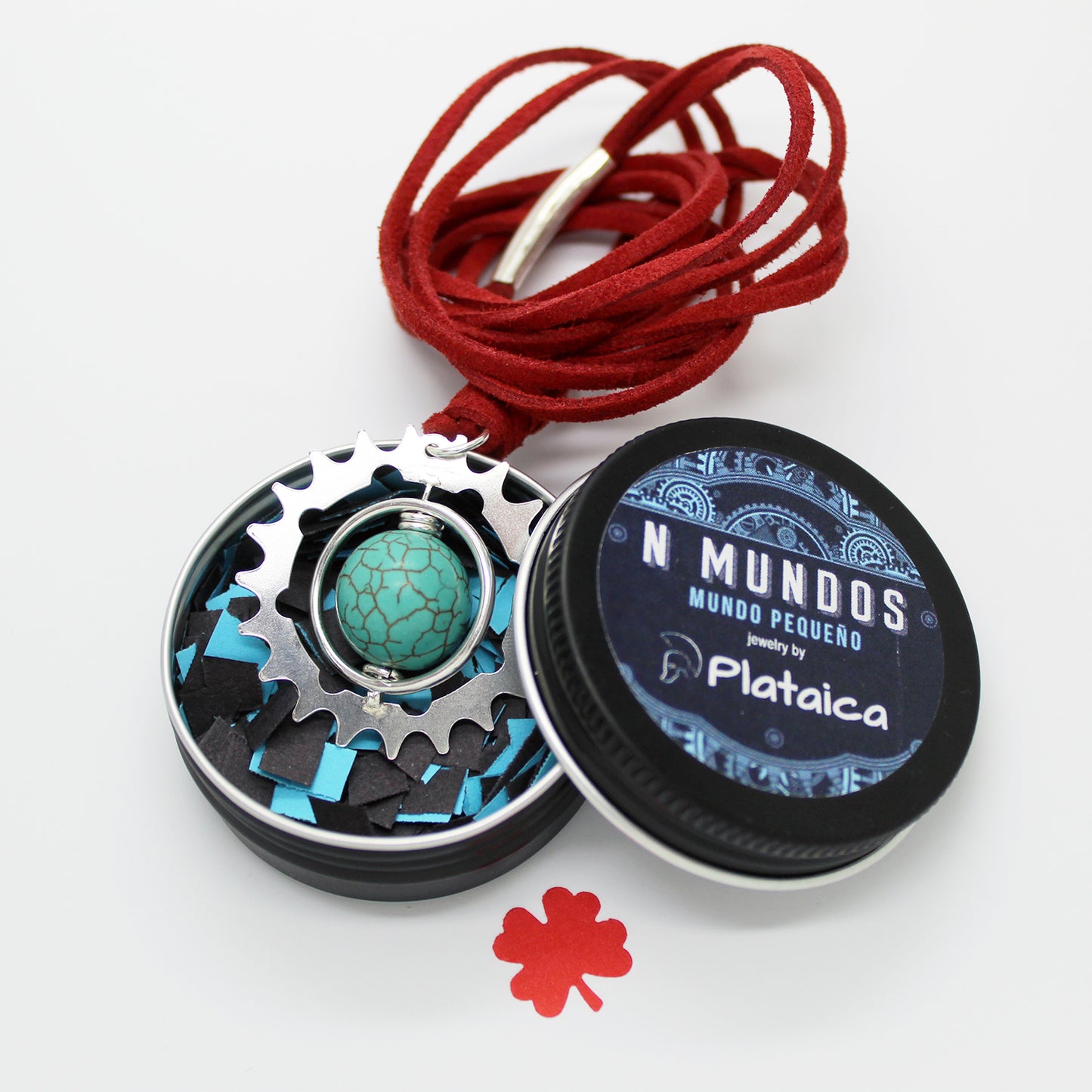 El colgante de Bonnie en Plata 925, cuero y turquesa