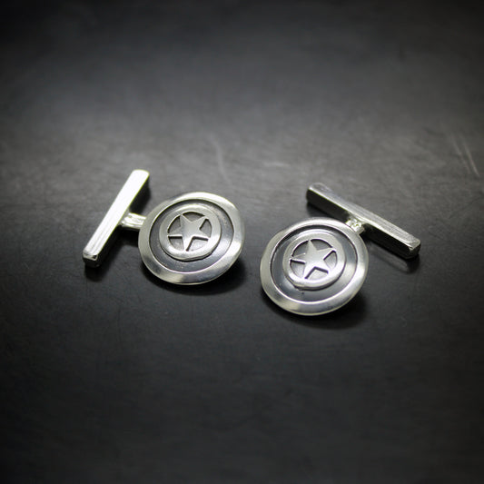 Gemelos Escudo Capitán América en plata 925