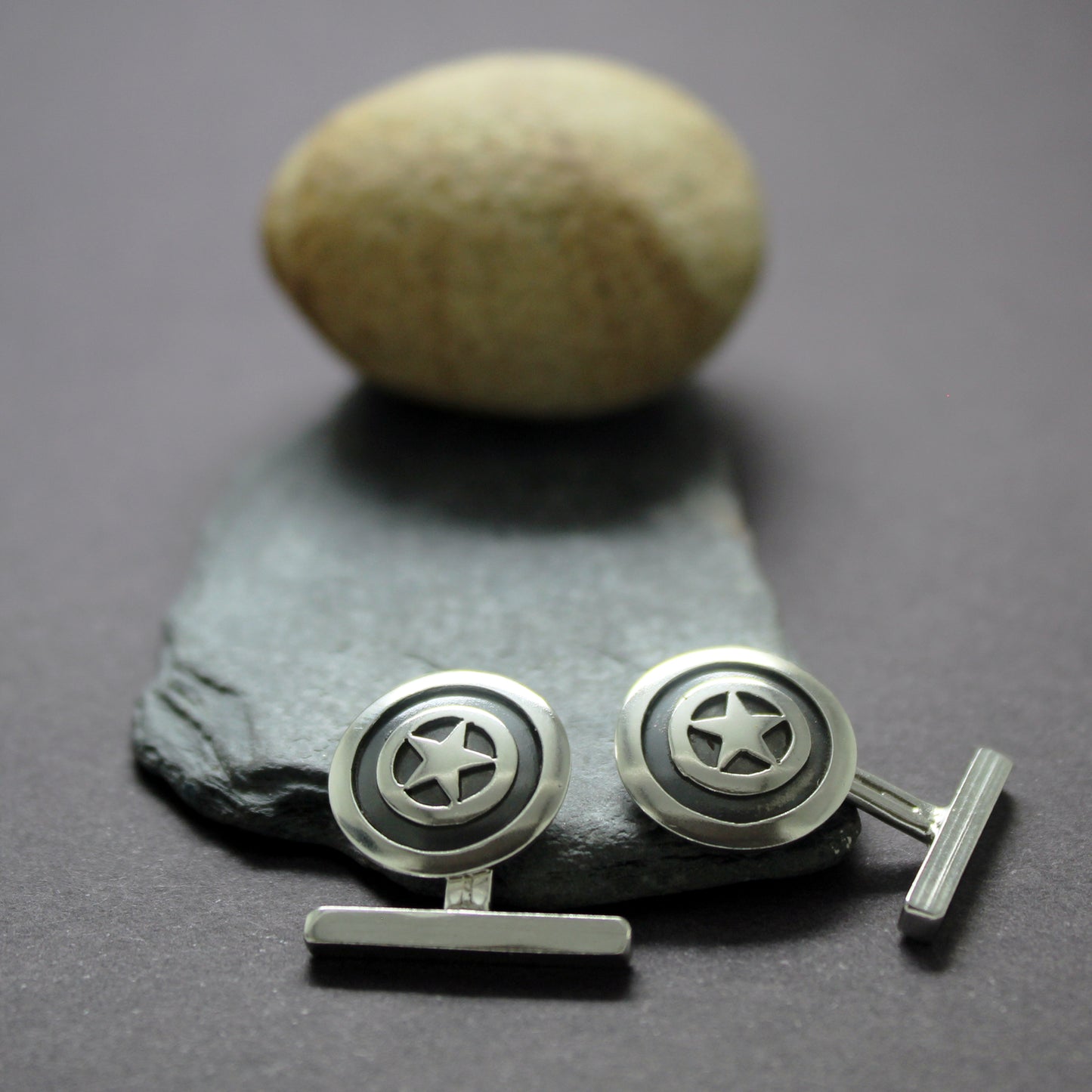 Gemelos Escudo Capitán América en plata 925