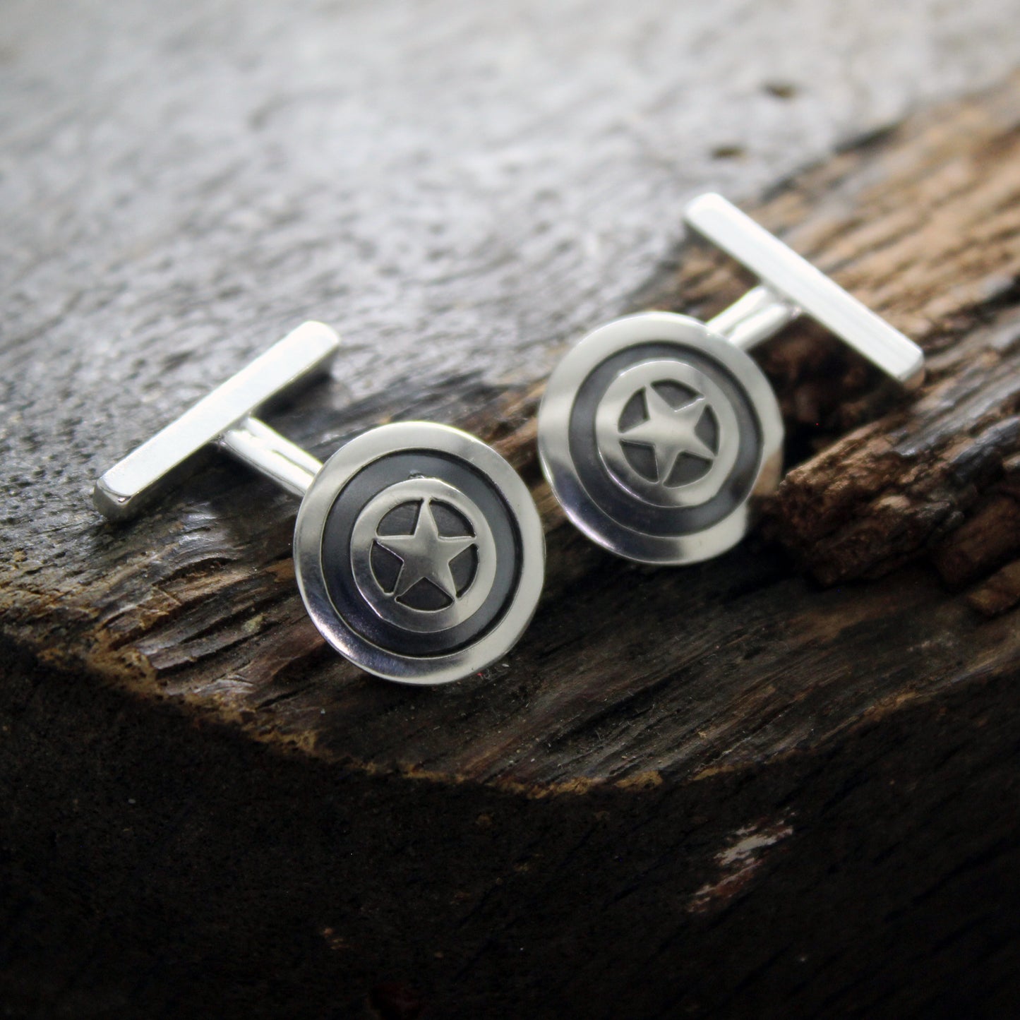 Gemelos Escudo Capitán América en plata 925