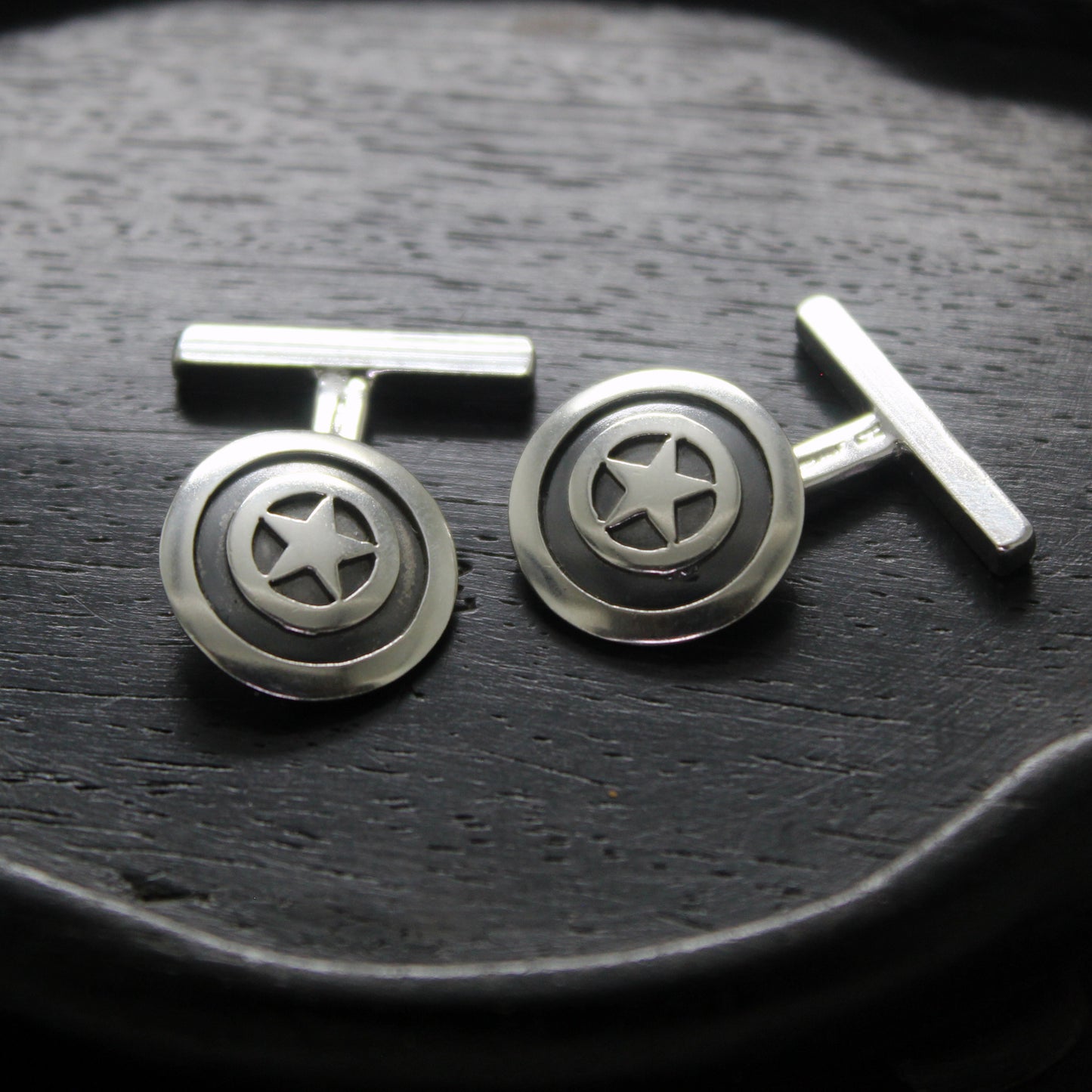 Gemelos Escudo Capitán América en plata 925