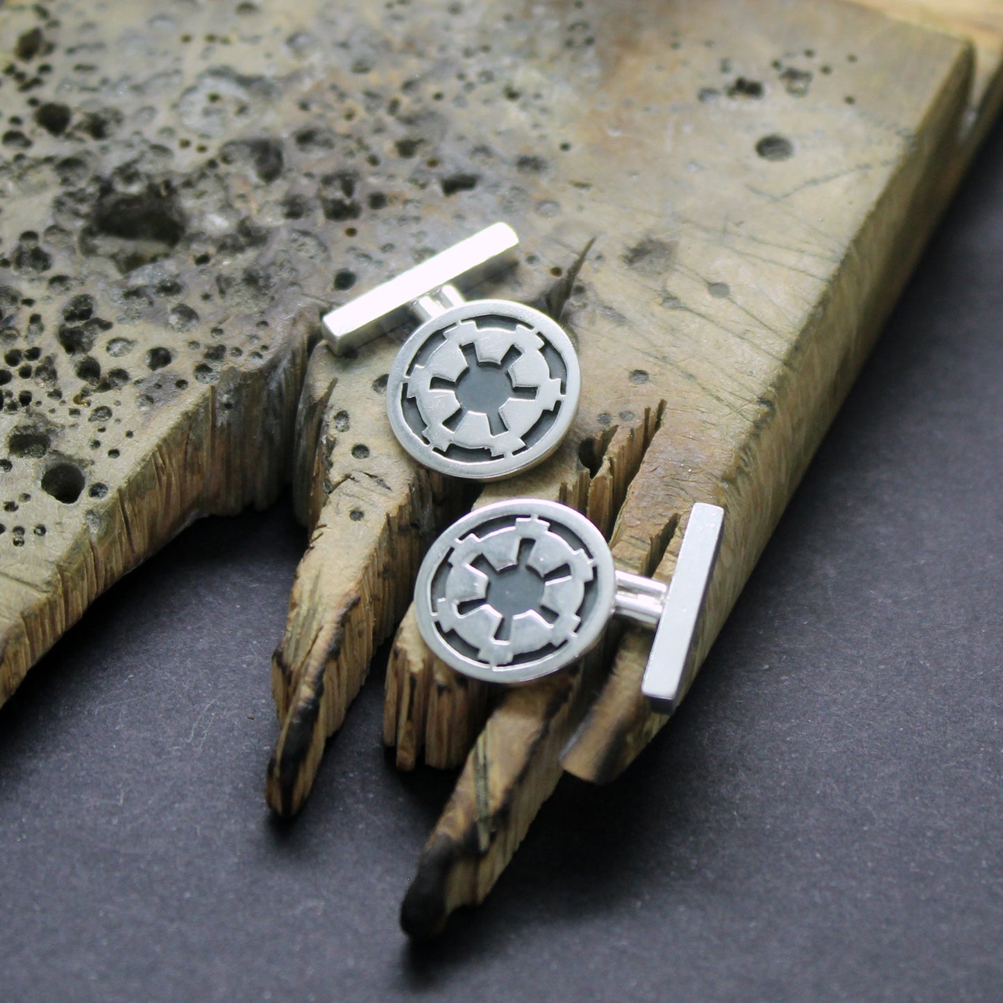 Symbol of the Galactic Empire Star Wars cufflinks in 925 silver