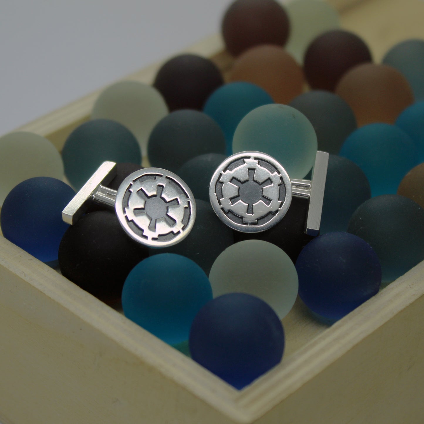 Symbol of the Galactic Empire Star Wars cufflinks in 925 silver