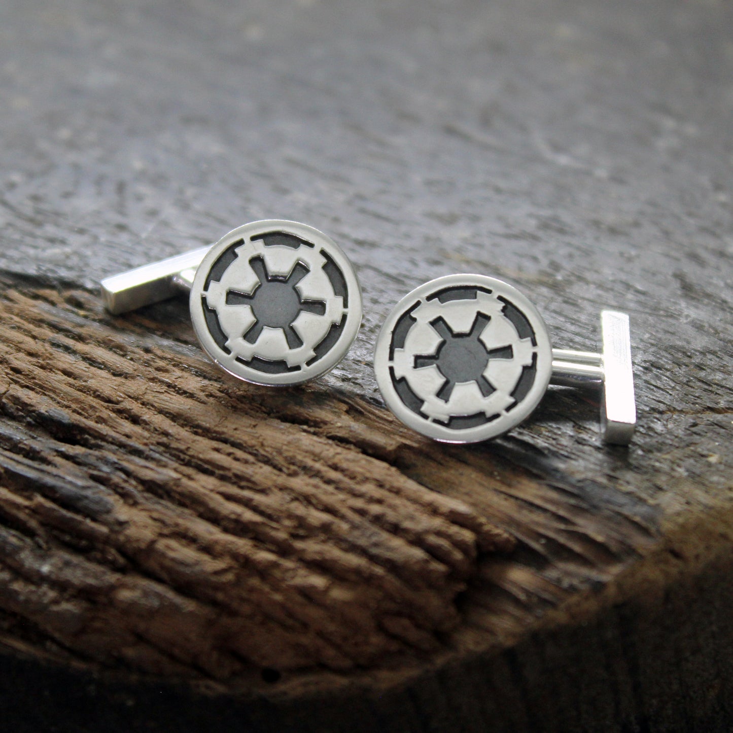 Symbol of the Galactic Empire Star Wars cufflinks in 925 silver