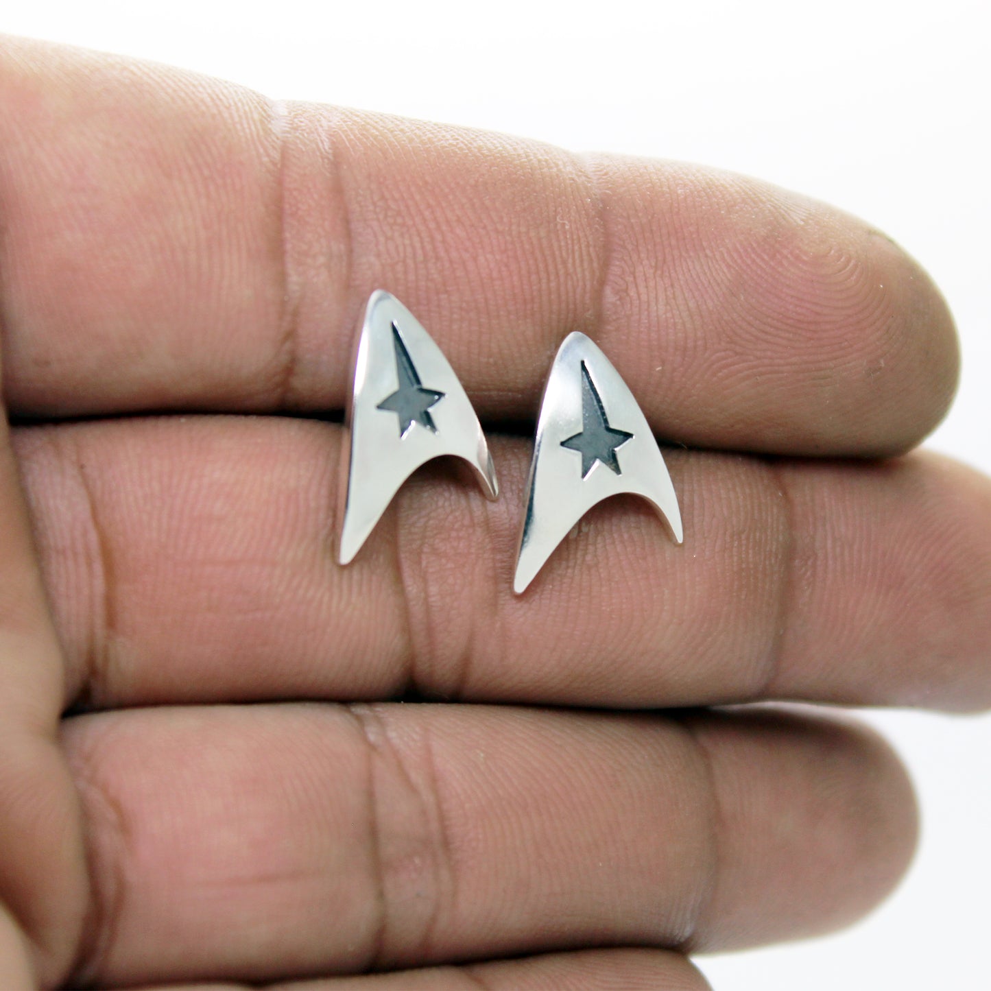 Starfleet Delta Badge, Star Trek 925 Silver Earrings
