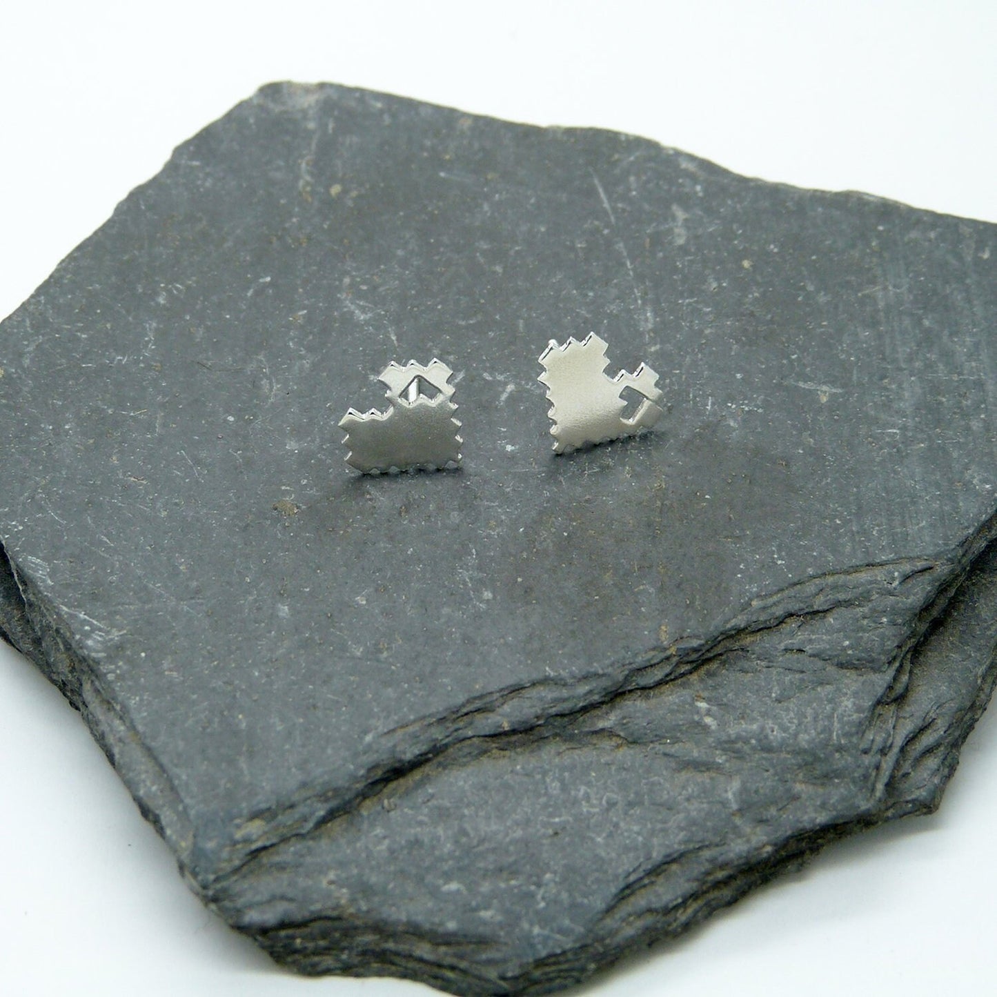 Pendientes 8 Bits Corazones de plata 925
