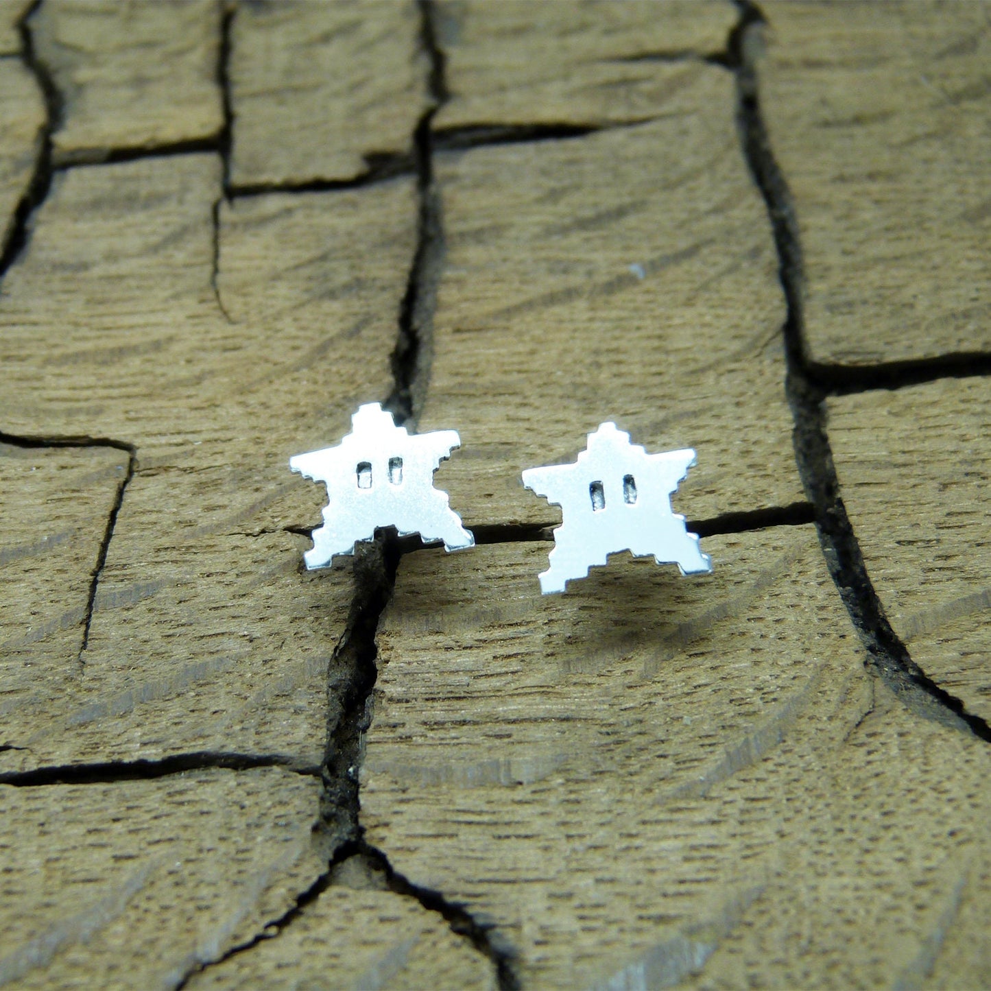 Pendientes 8bits Estrellas de plata 925