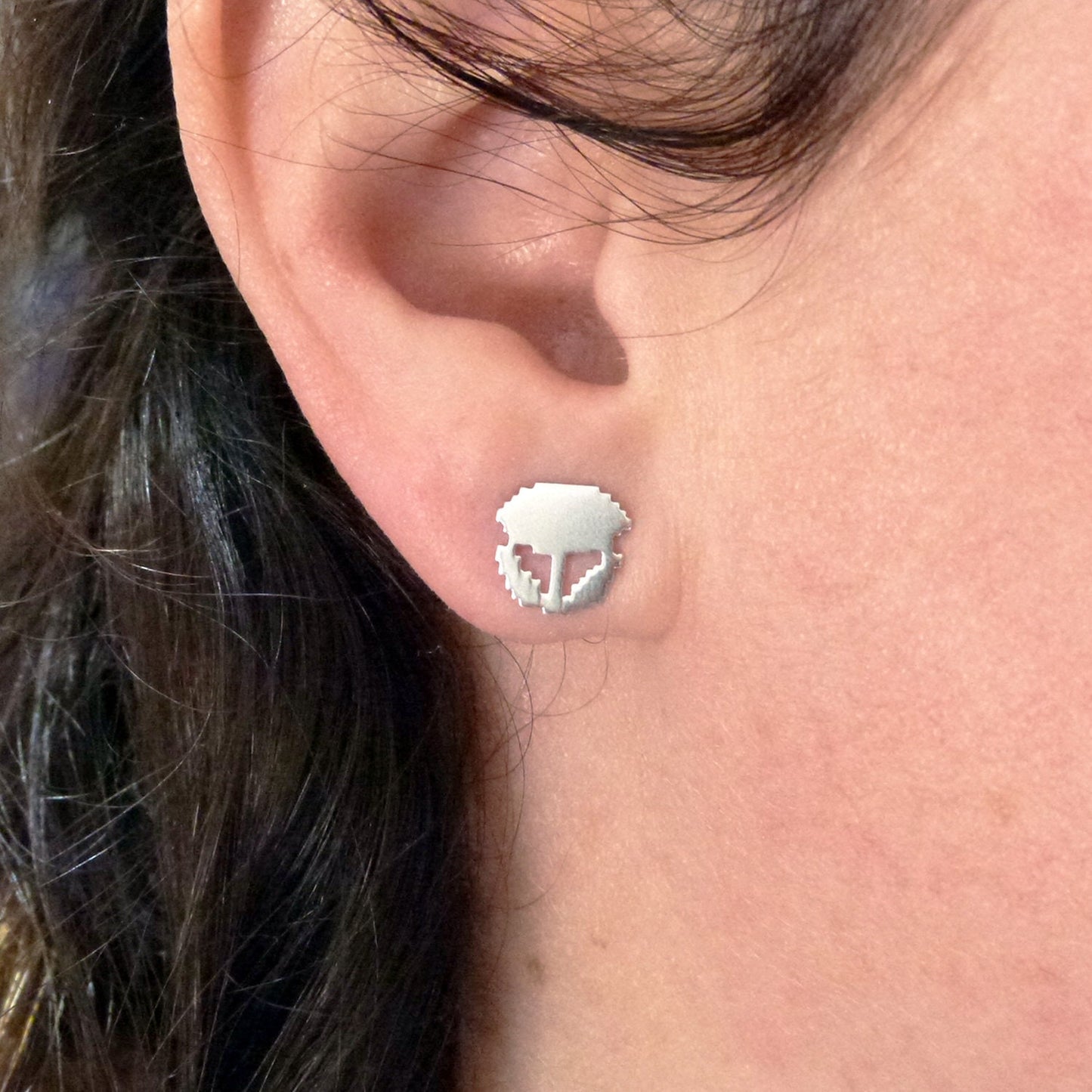 925 silver 8-bit fire flower earrings