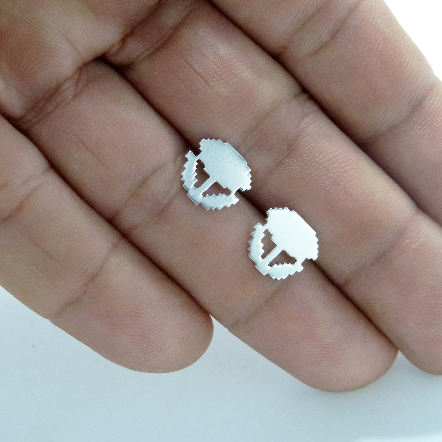 925 silver 8-bit fire flower earrings