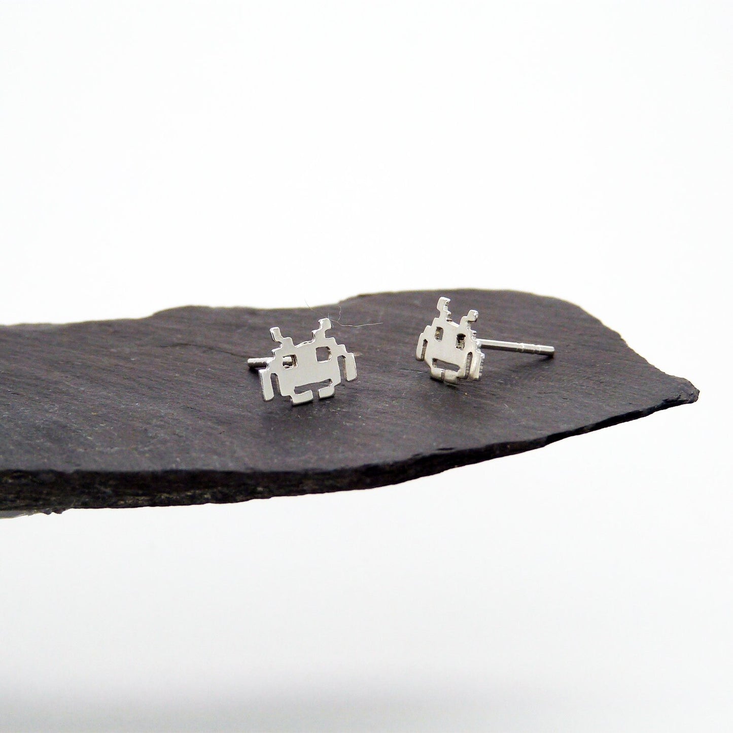 Pendientes Space Invaders Aliens 8 bits de plata 925