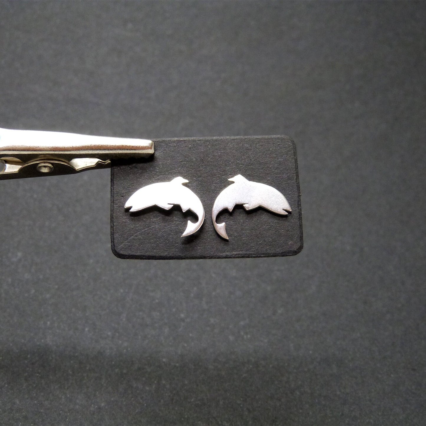 Small 925 silver trout earrings
