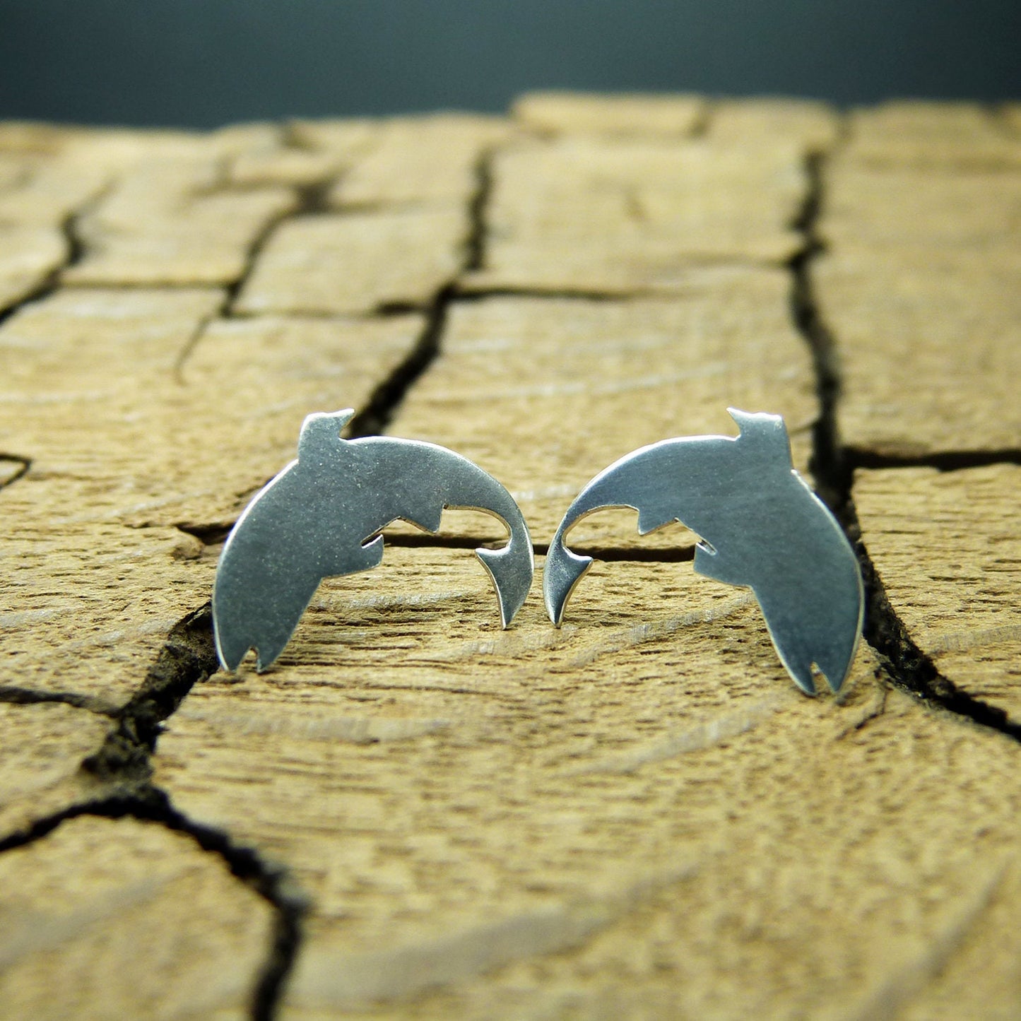 Small 925 silver trout earrings
