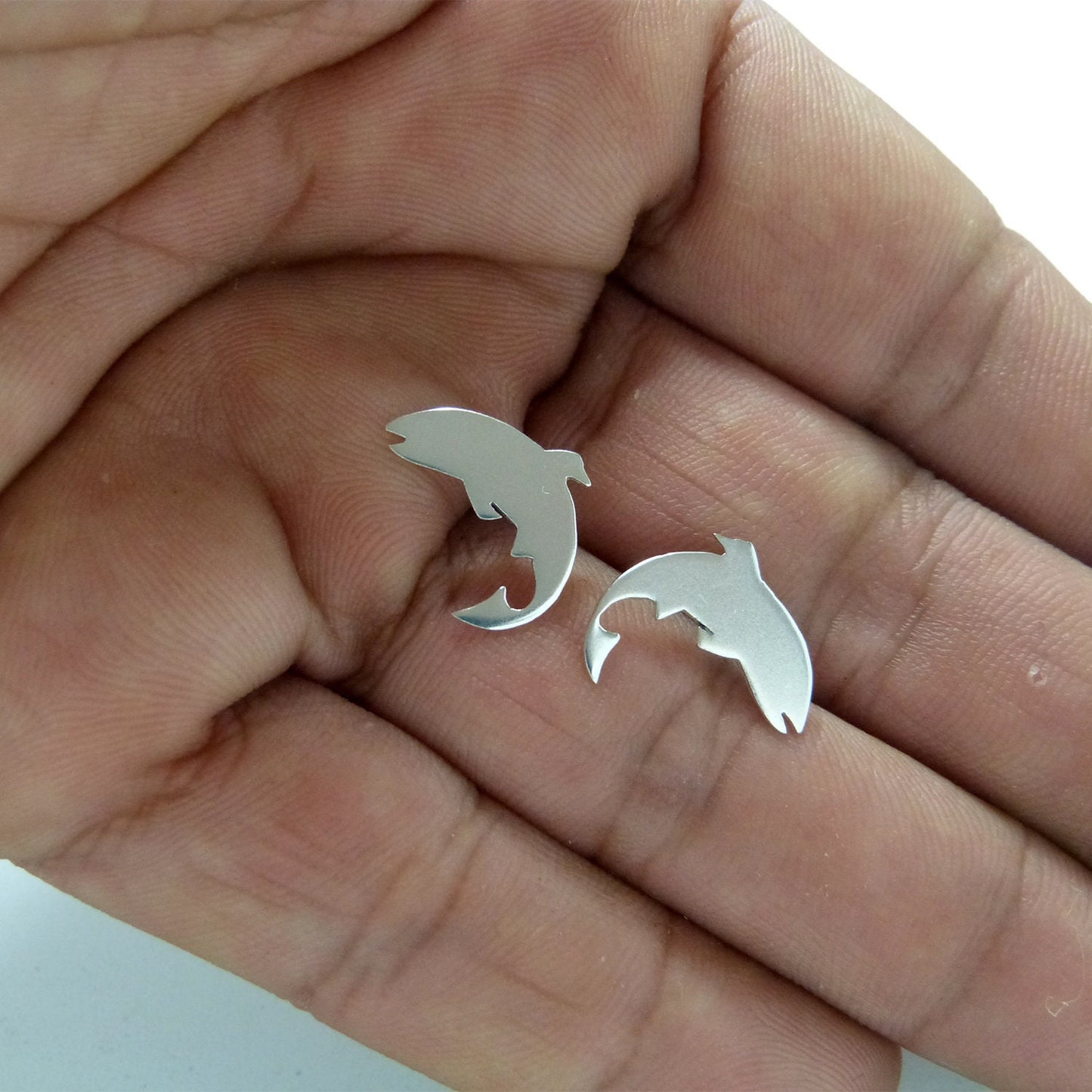 Small 925 silver trout earrings