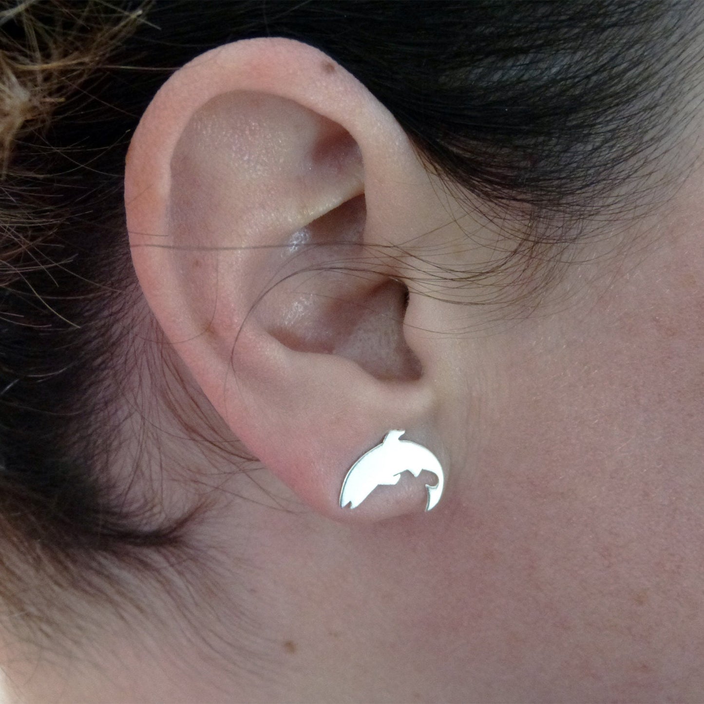 Small 925 silver trout earrings