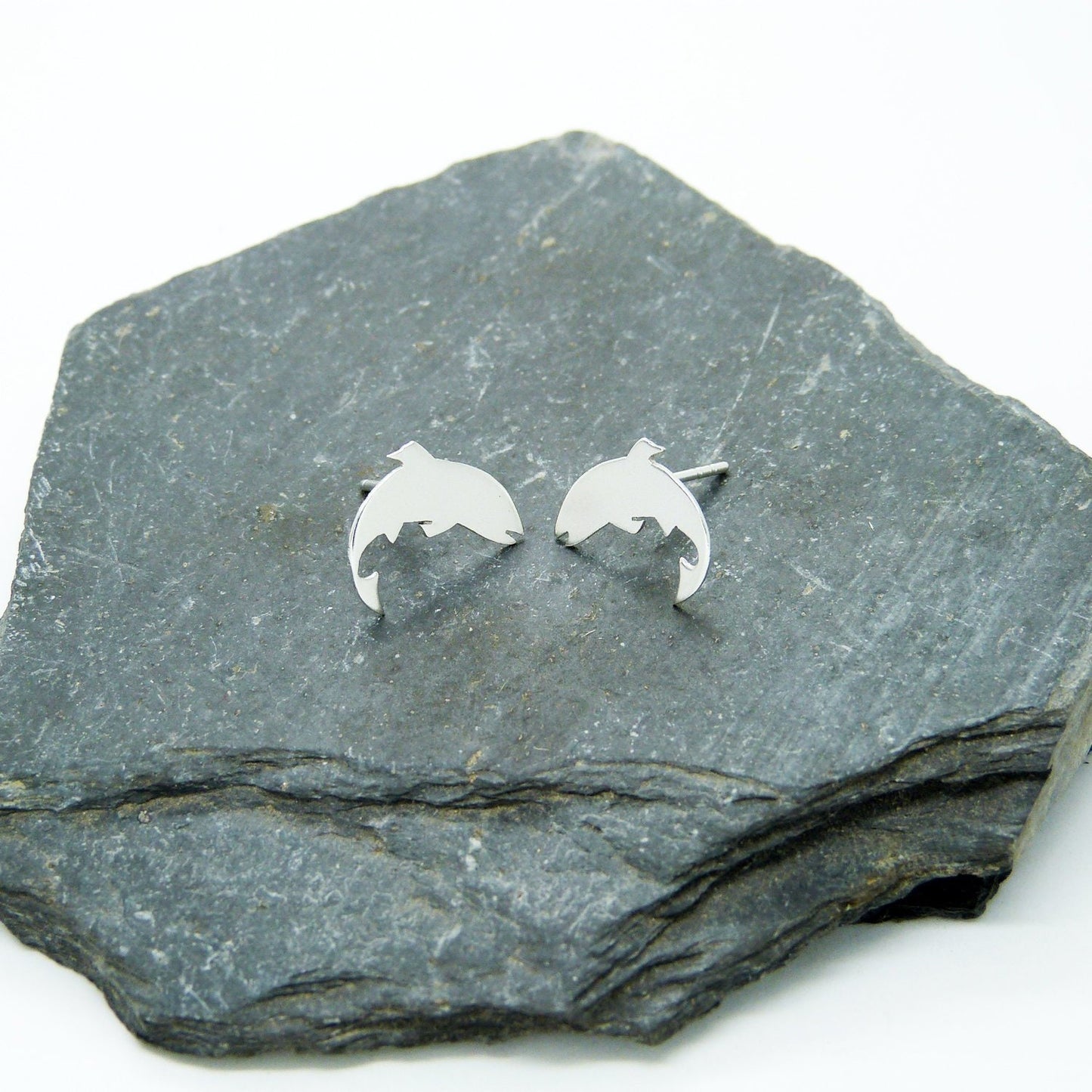 Small 925 silver trout earrings