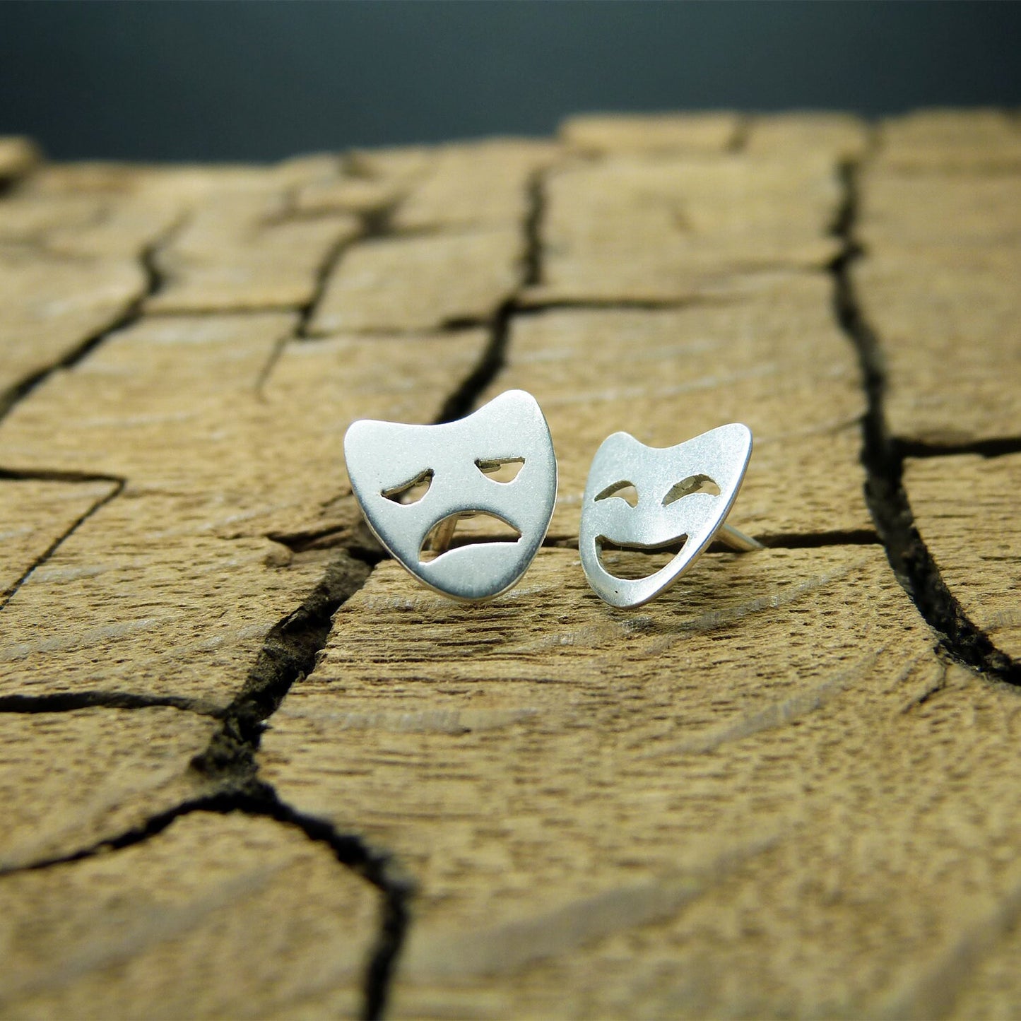 925 silver Masks of Tragedy earrings