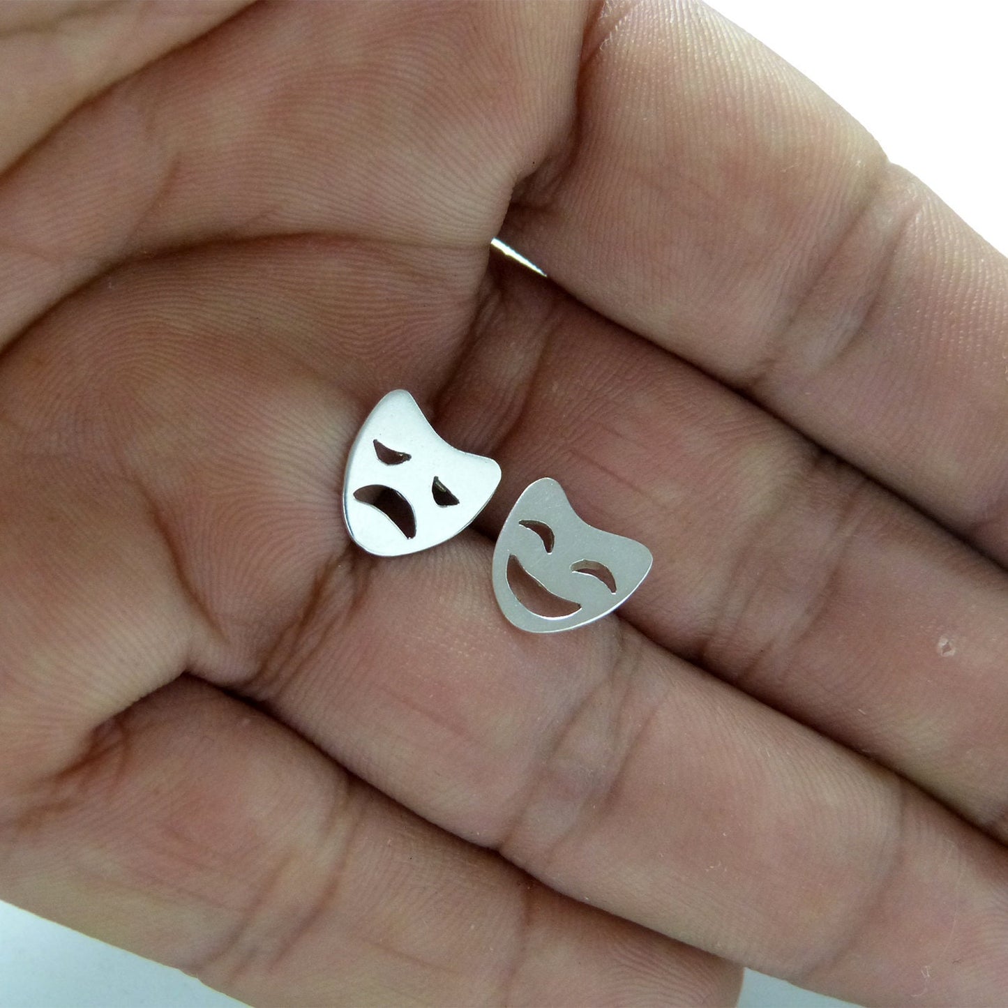 925 silver Masks of Tragedy earrings