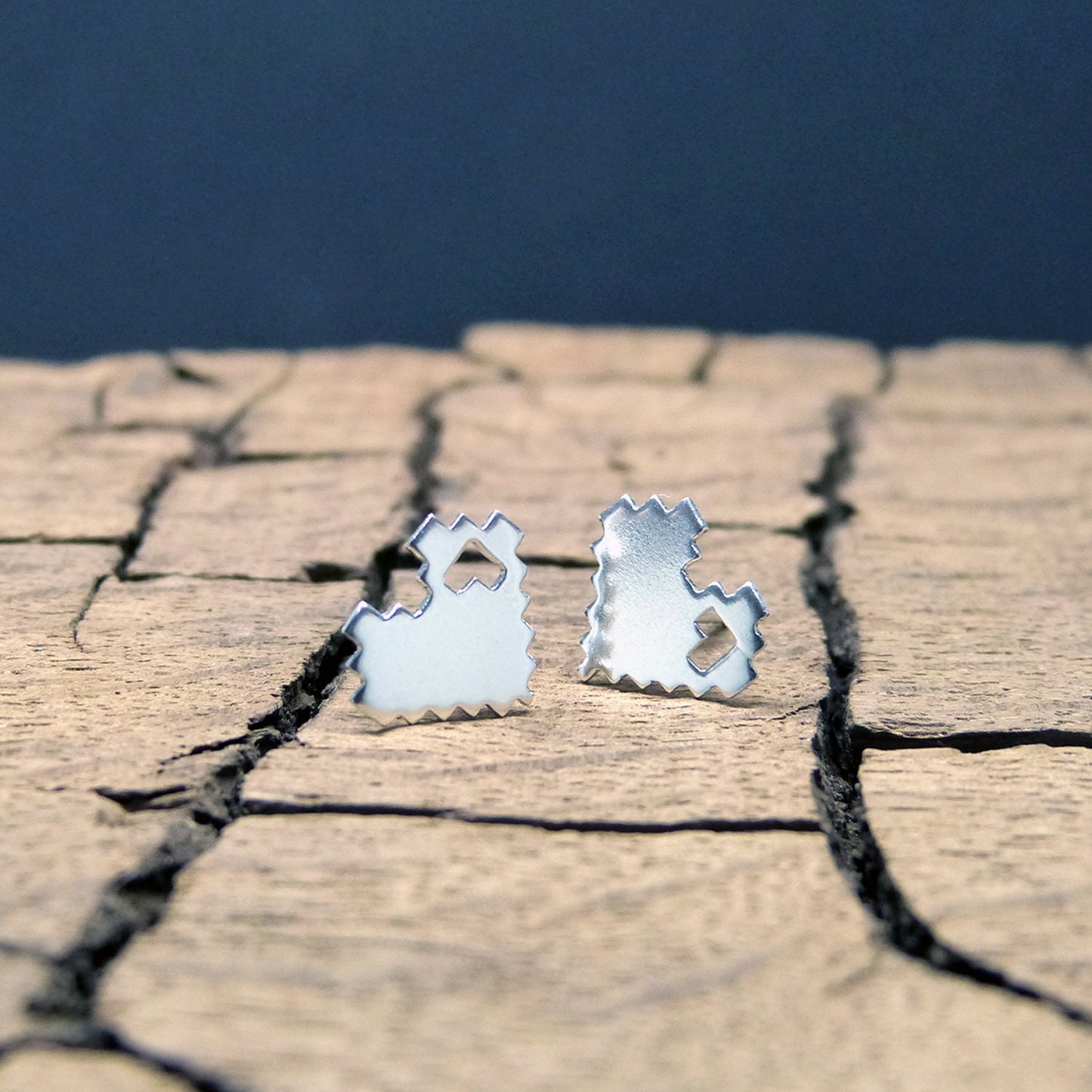 Pendientes 8 Bits Corazones de plata 925