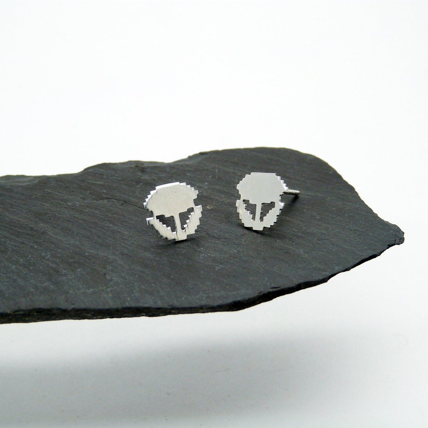925 silver 8-bit fire flower earrings