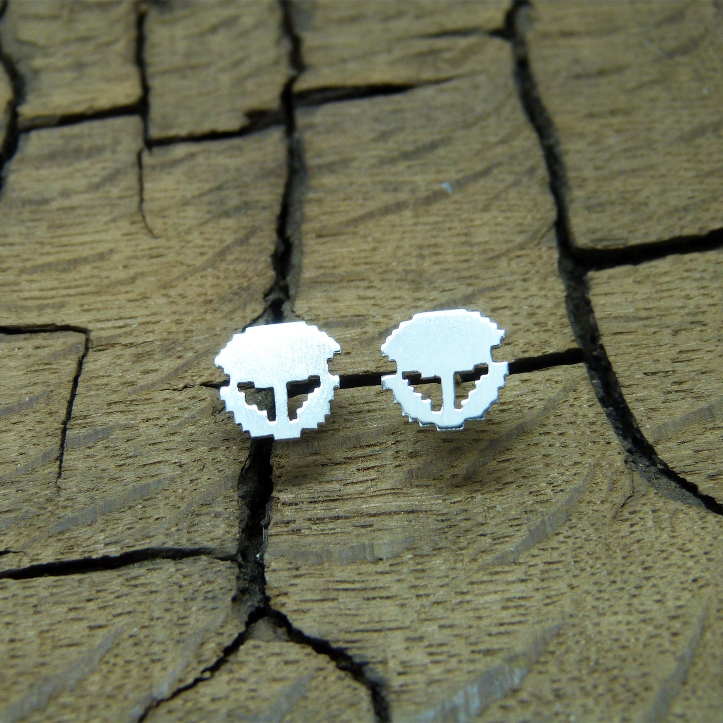 925 silver 8-bit fire flower earrings