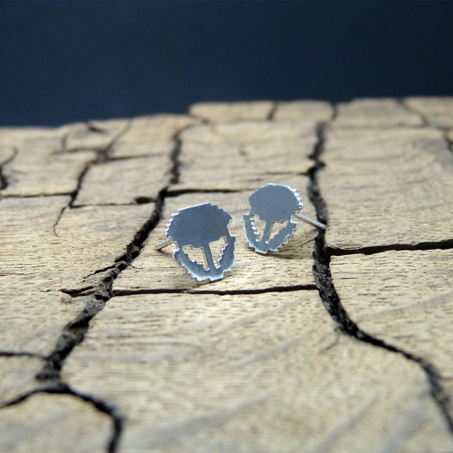 925 silver 8-bit fire flower earrings