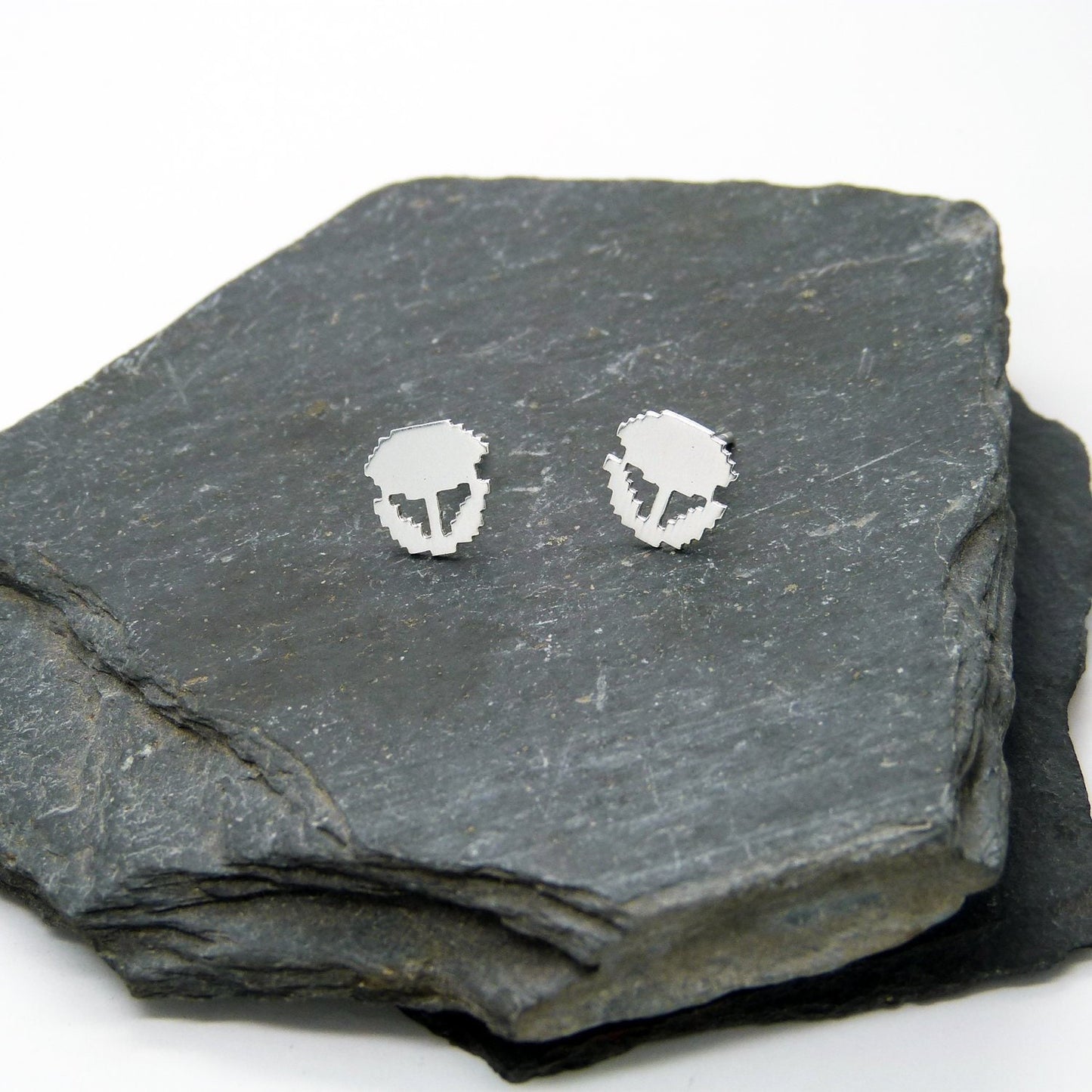 925 silver 8-bit fire flower earrings