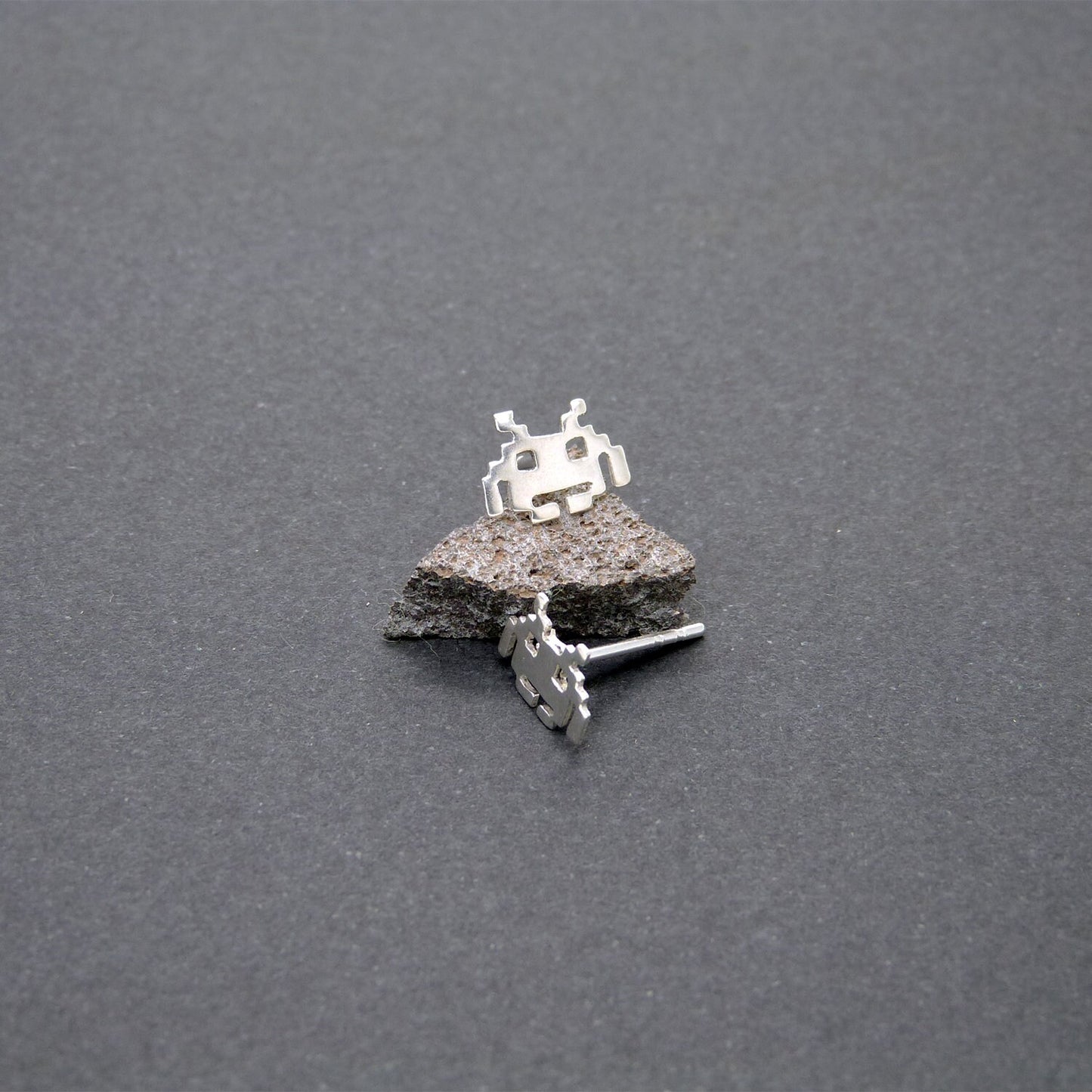 Pendientes Space Invaders Aliens 8 bits de plata 925