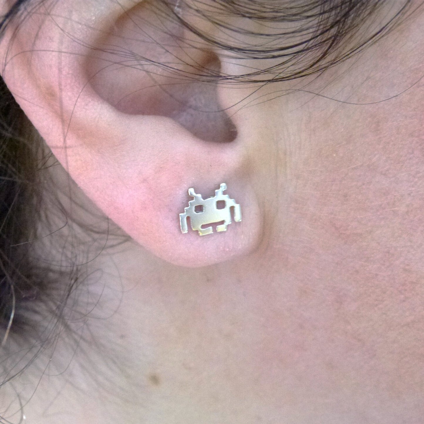 Pendientes Space Invaders Aliens 8 bits de plata 925