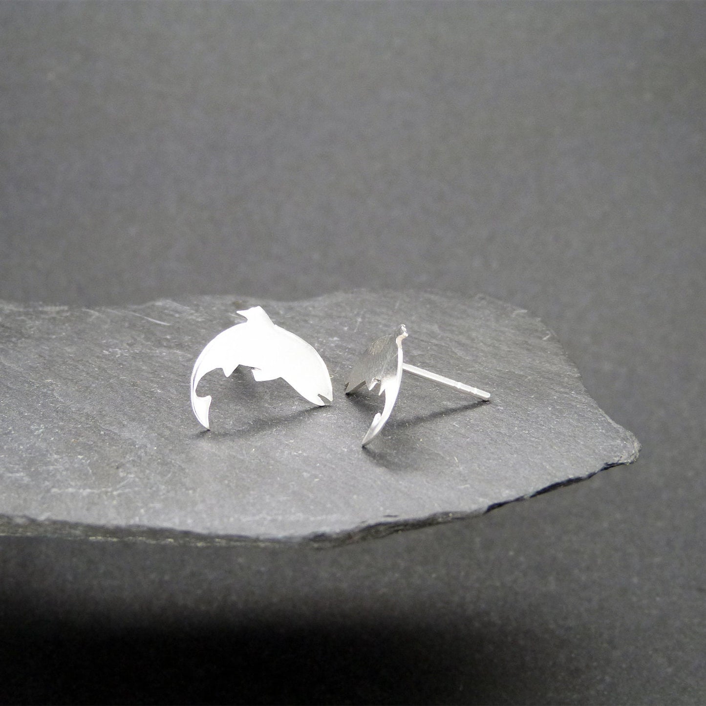 Small 925 silver trout earrings