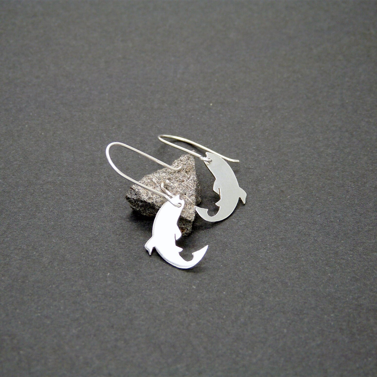 925 silver pendant trout earrings