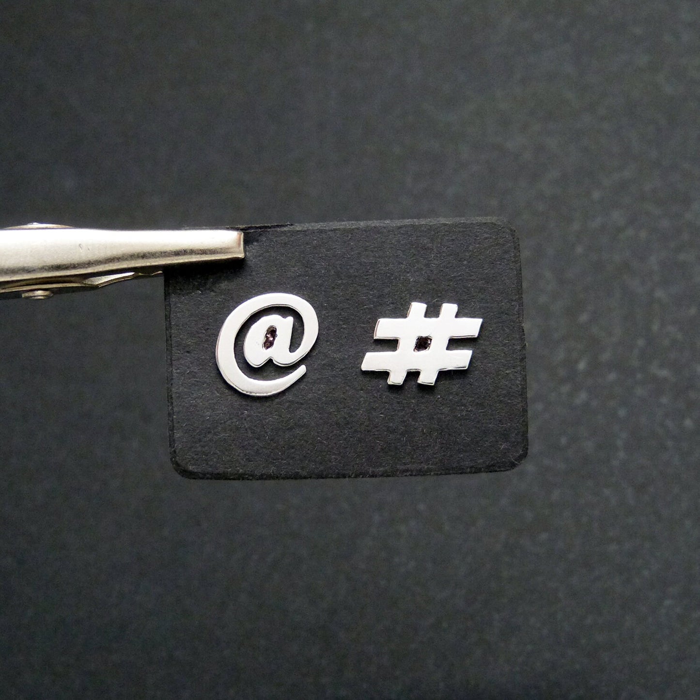 Twitter At sign and Hashtag earrings in 925 silver