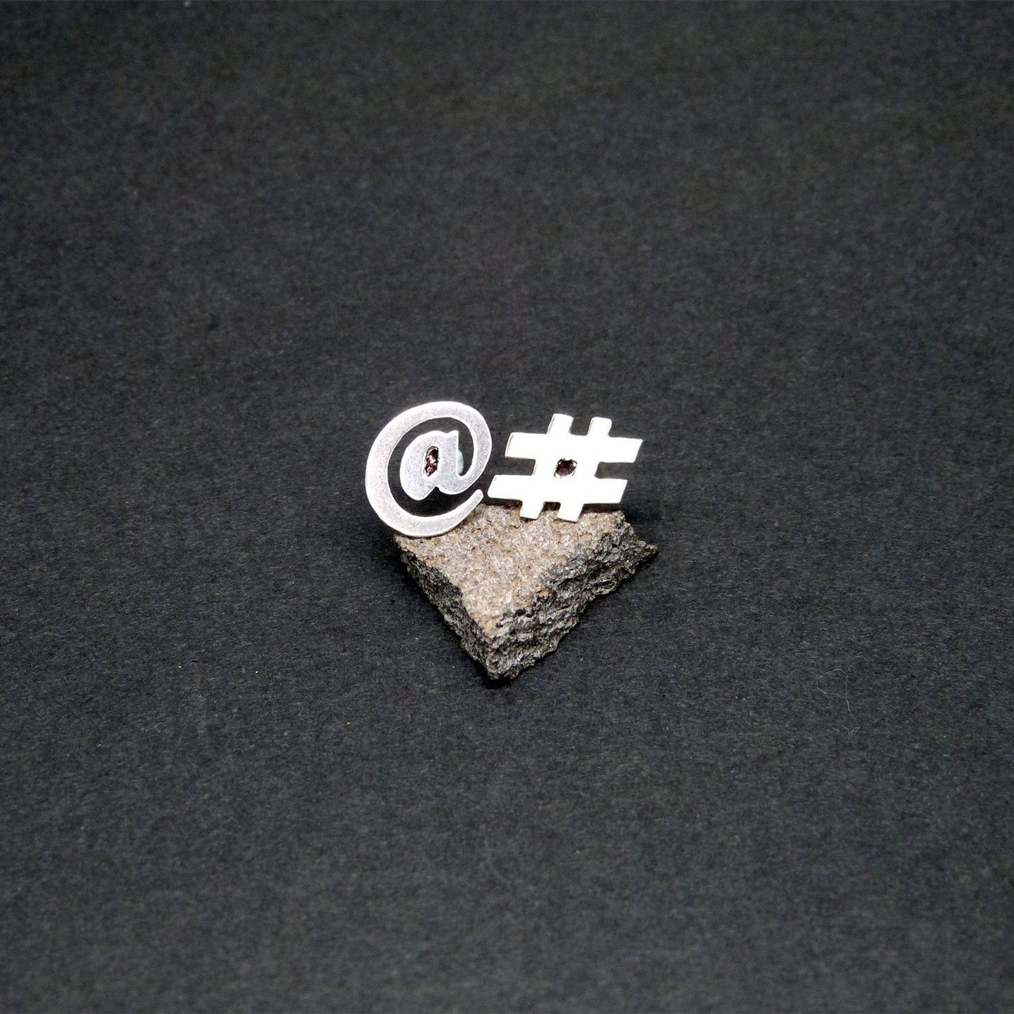Twitter At sign and Hashtag earrings in 925 silver