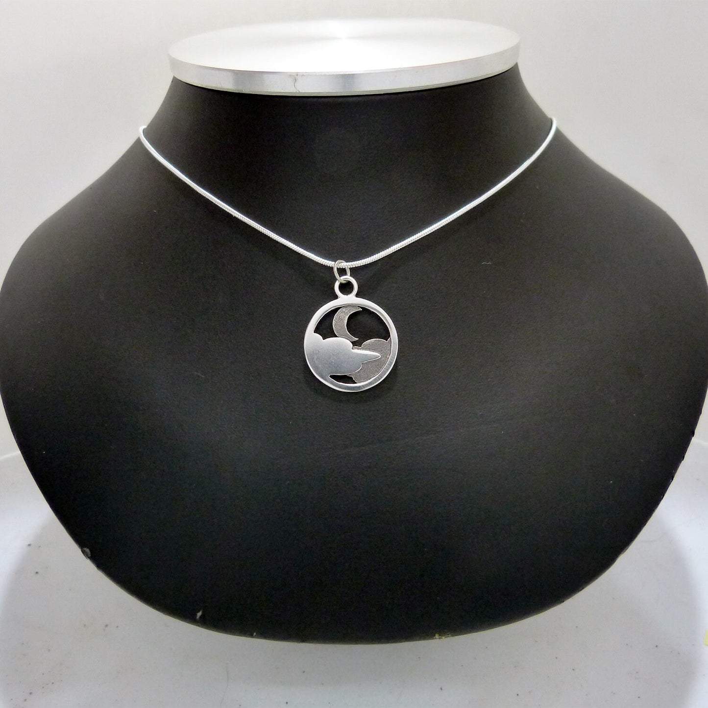 Colgante reversible de plata 925 Luna y Nubes