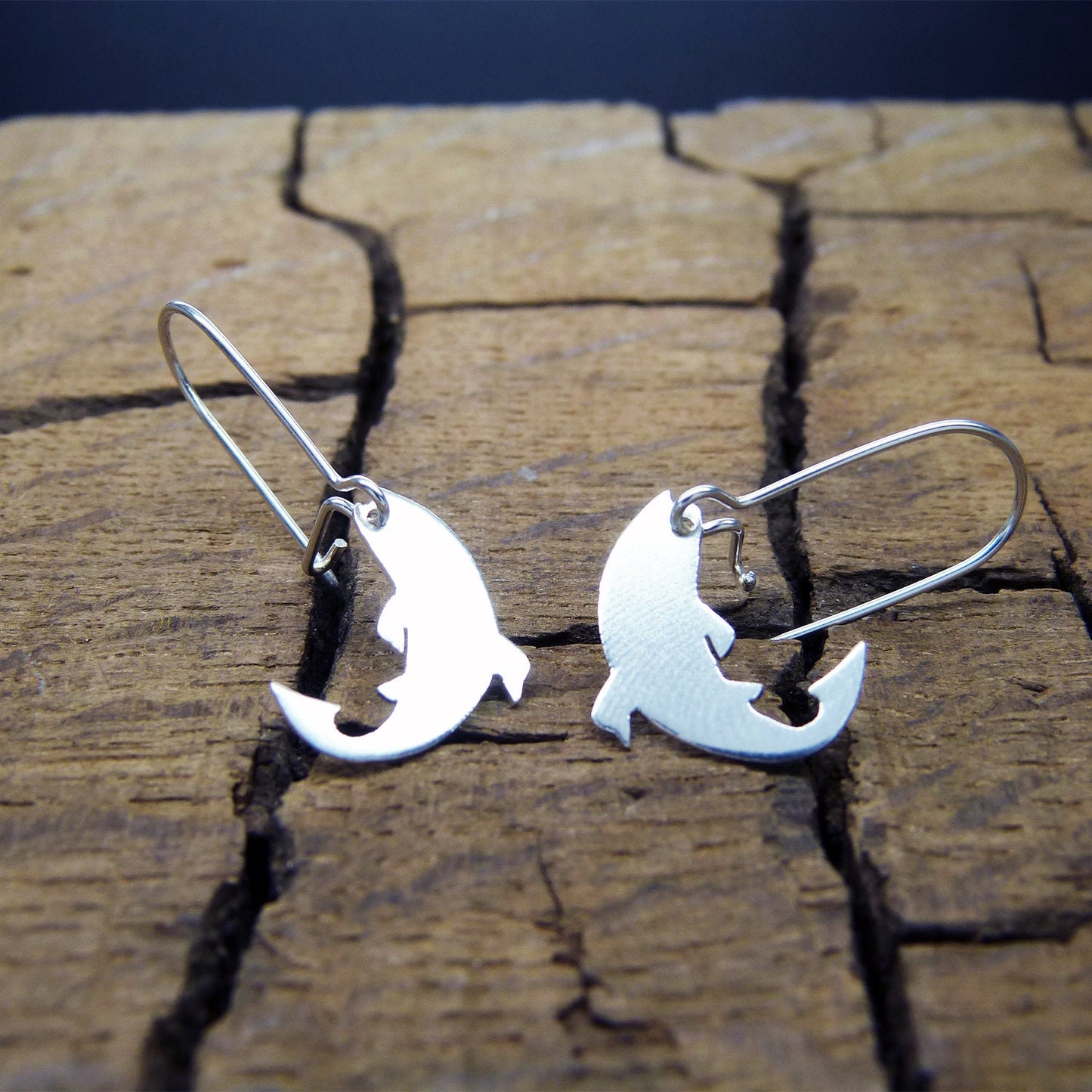 925 silver pendant trout earrings