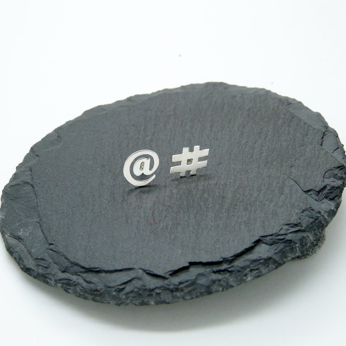 Twitter At sign and Hashtag earrings in 925 silver