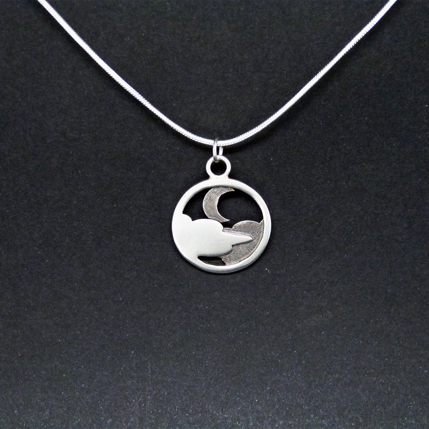 Colgante reversible de plata 925 Luna y Nubes