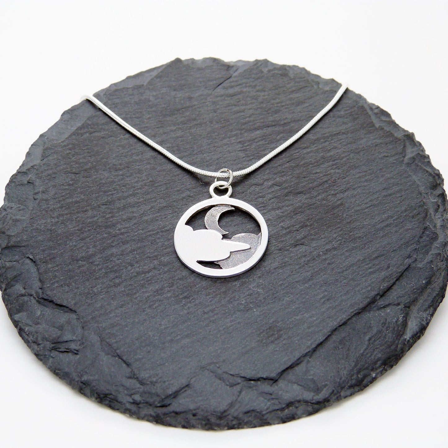 Colgante reversible de plata 925 Luna y Nubes