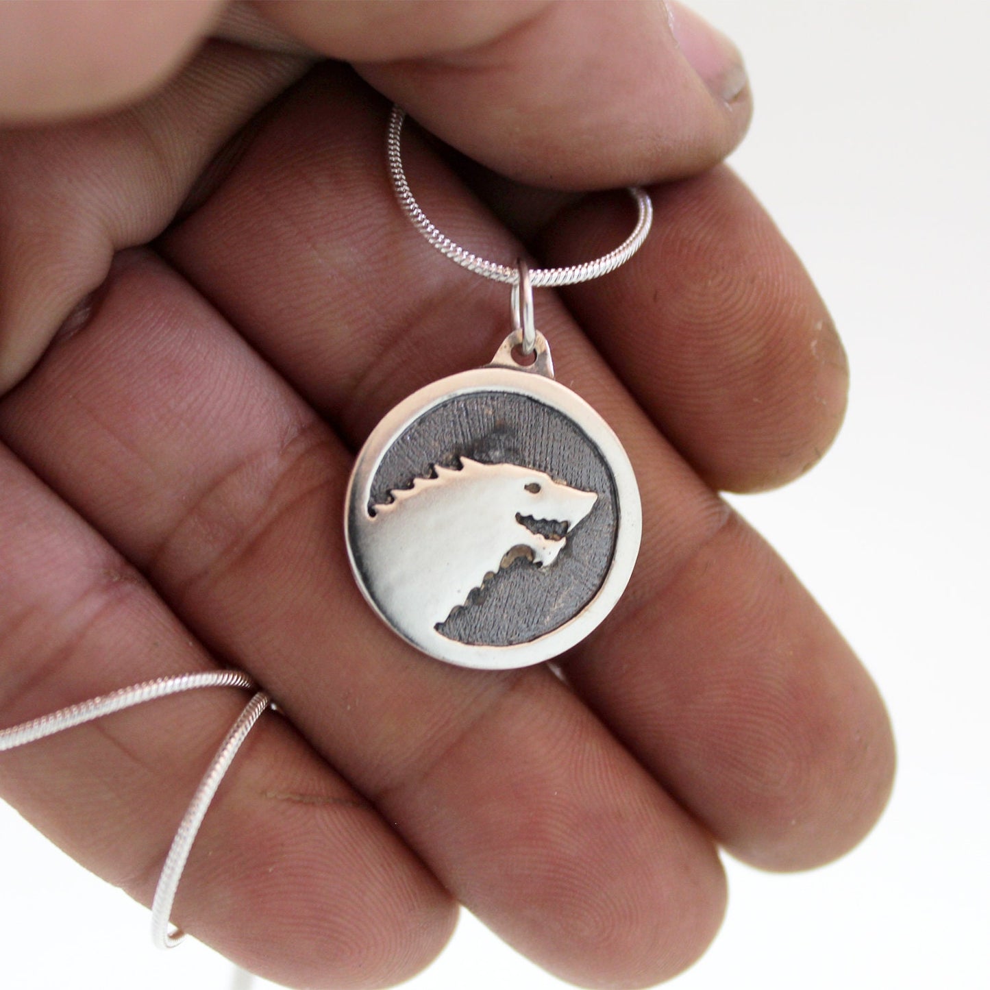 Wolf of the house Stark pendant in 925 silver