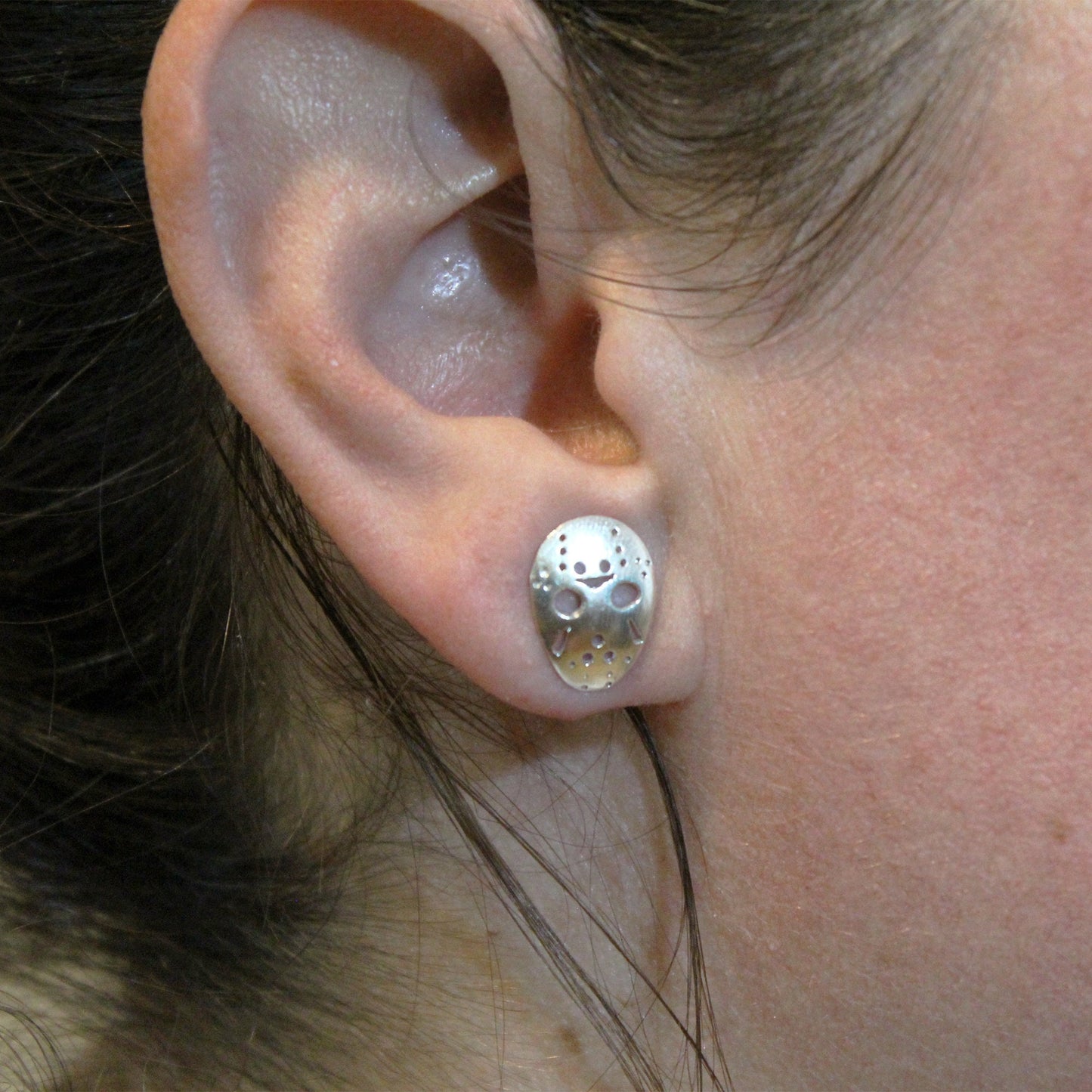 Jason Voorhees Hockey Mask Earrings Friday the 13th in 925 silver