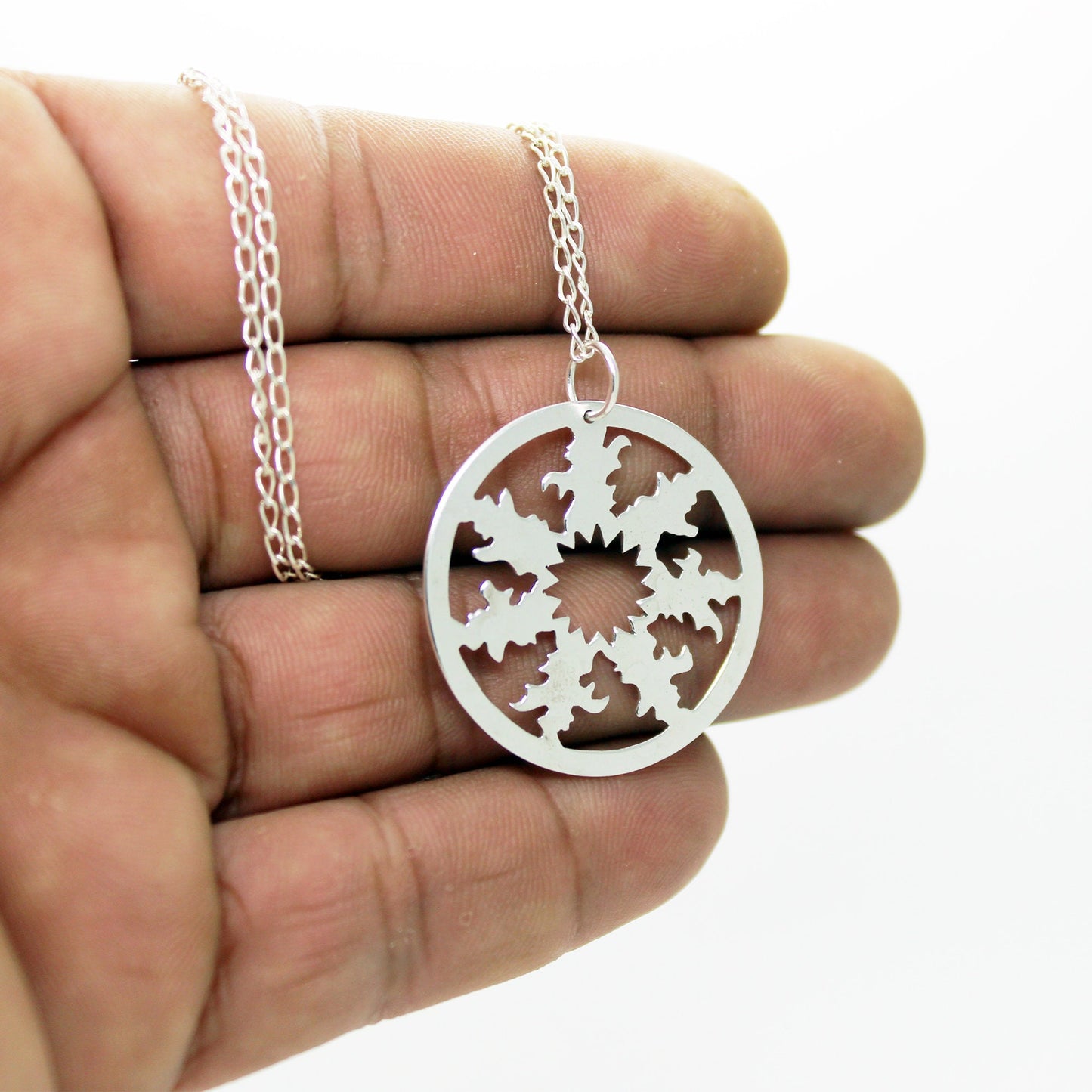 Openwork eguzkilore pendant in 925 silver (large)