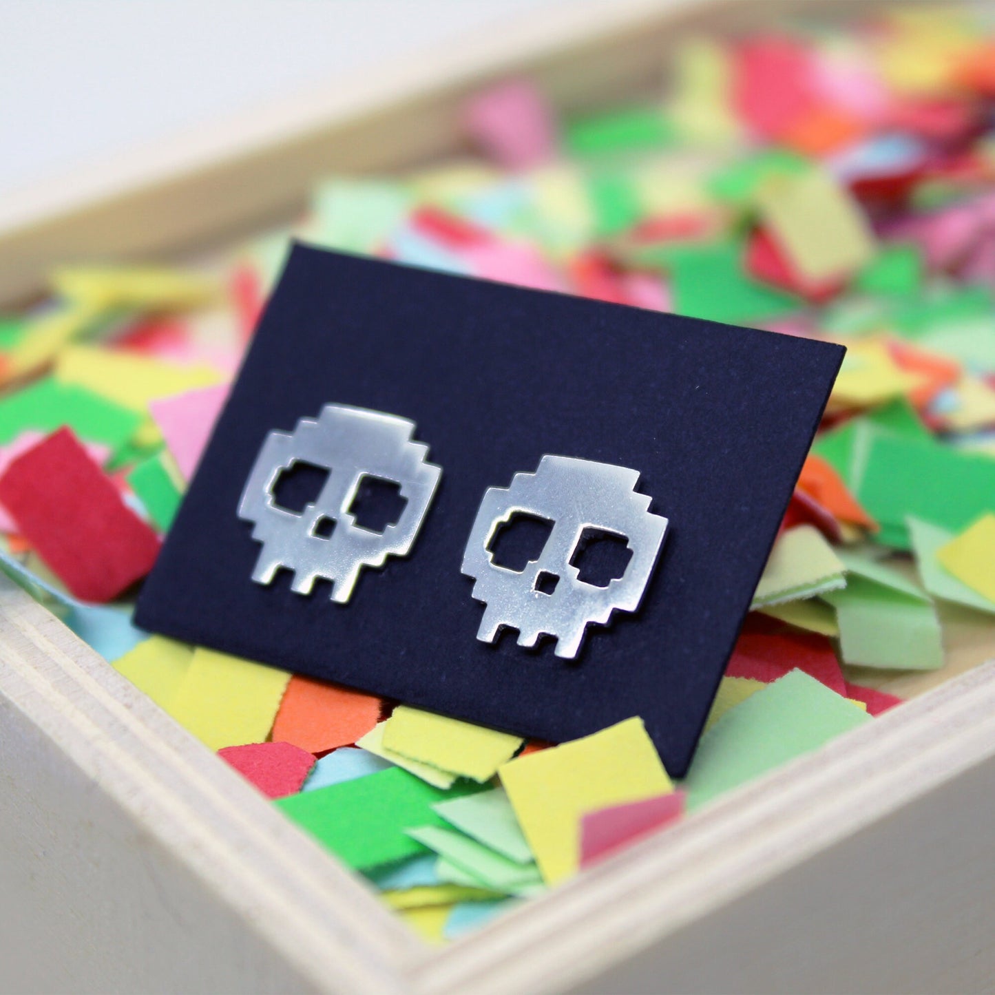 Calaveras 8 bits Pendientes de plata 925