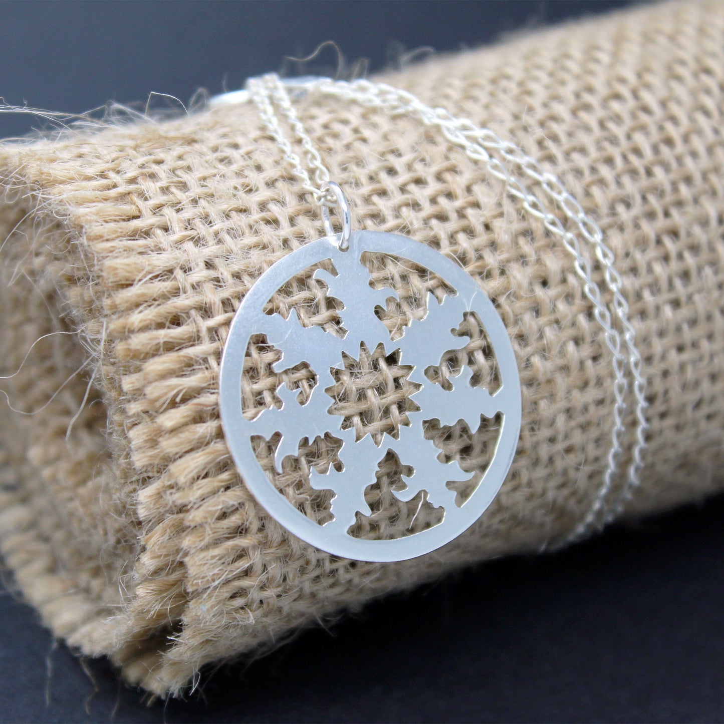 Openwork eguzkilore pendant in 925 silver (large)