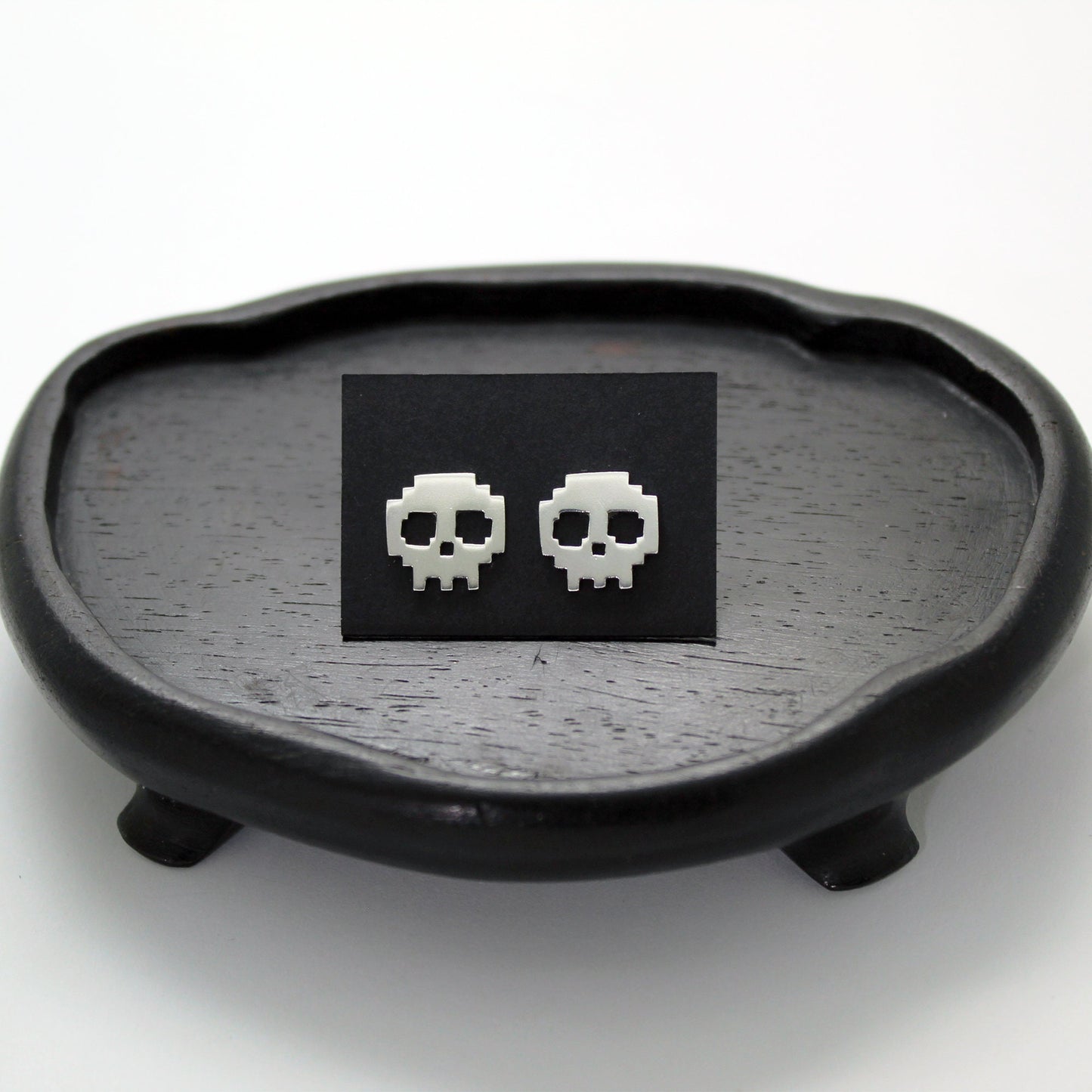 Calaveras 8 bits Pendientes de plata 925