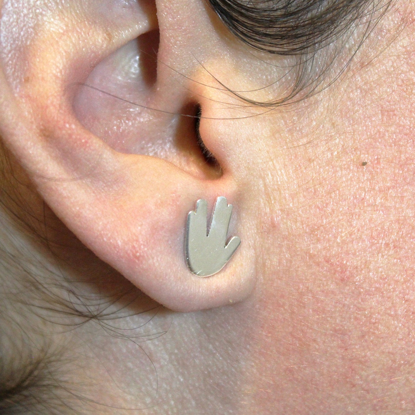 Saludo vulcano de Star Trek pendientes de plata 925