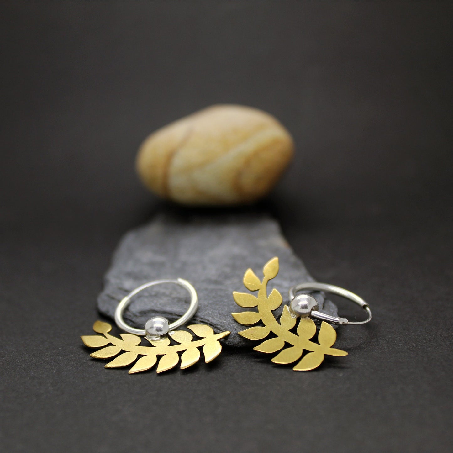 Spikes earrings in 925 silver and brass
