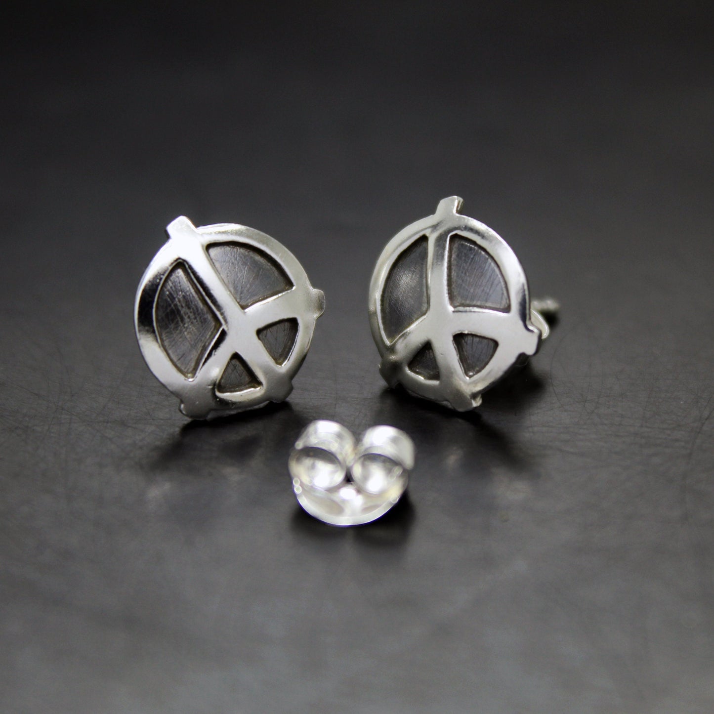 Peace symbol 925 silver earrings