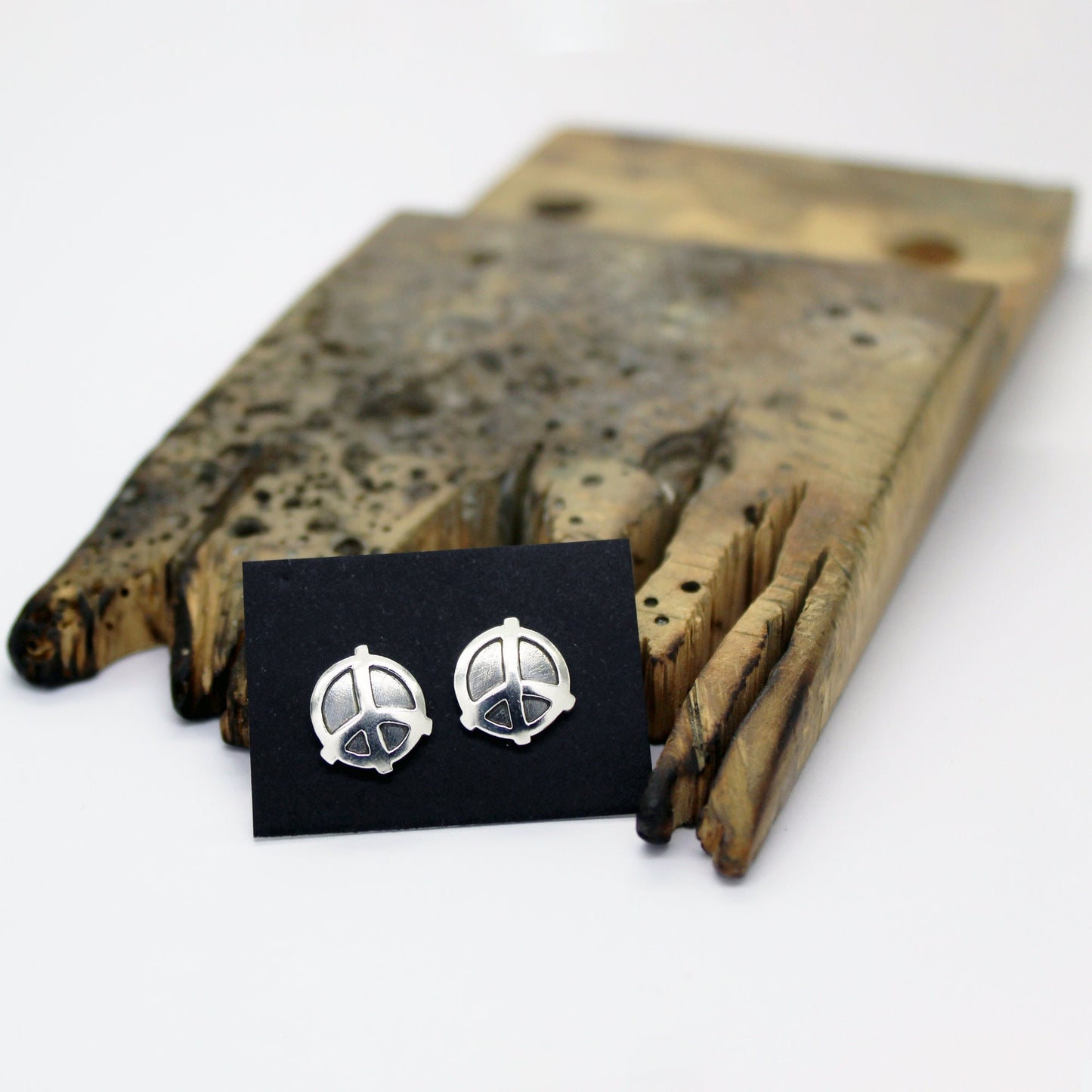 Peace symbol 925 silver earrings