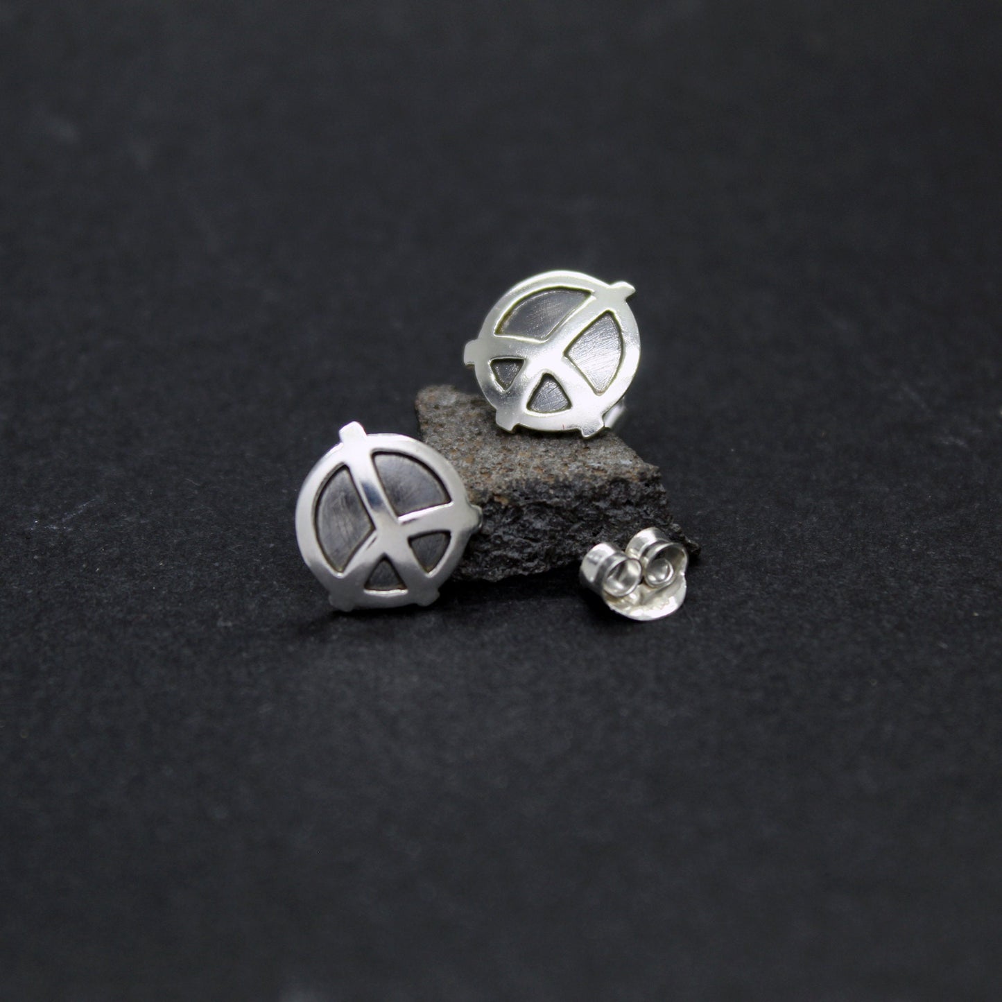 Peace symbol 925 silver earrings