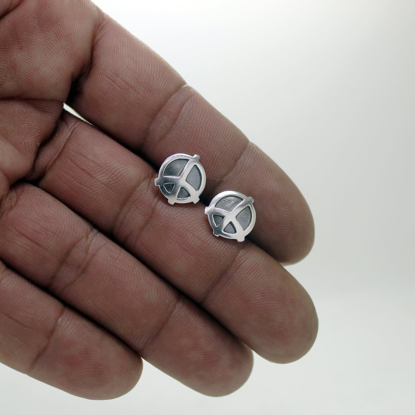 Peace symbol 925 silver earrings